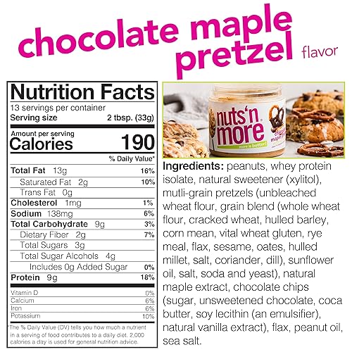 Miniatura 9 de Nuts N More - Mantequilla de maní con masa de galletas y chispas de chocolate completamente natural alta en proteínas baja en carbohidratos y azúcar