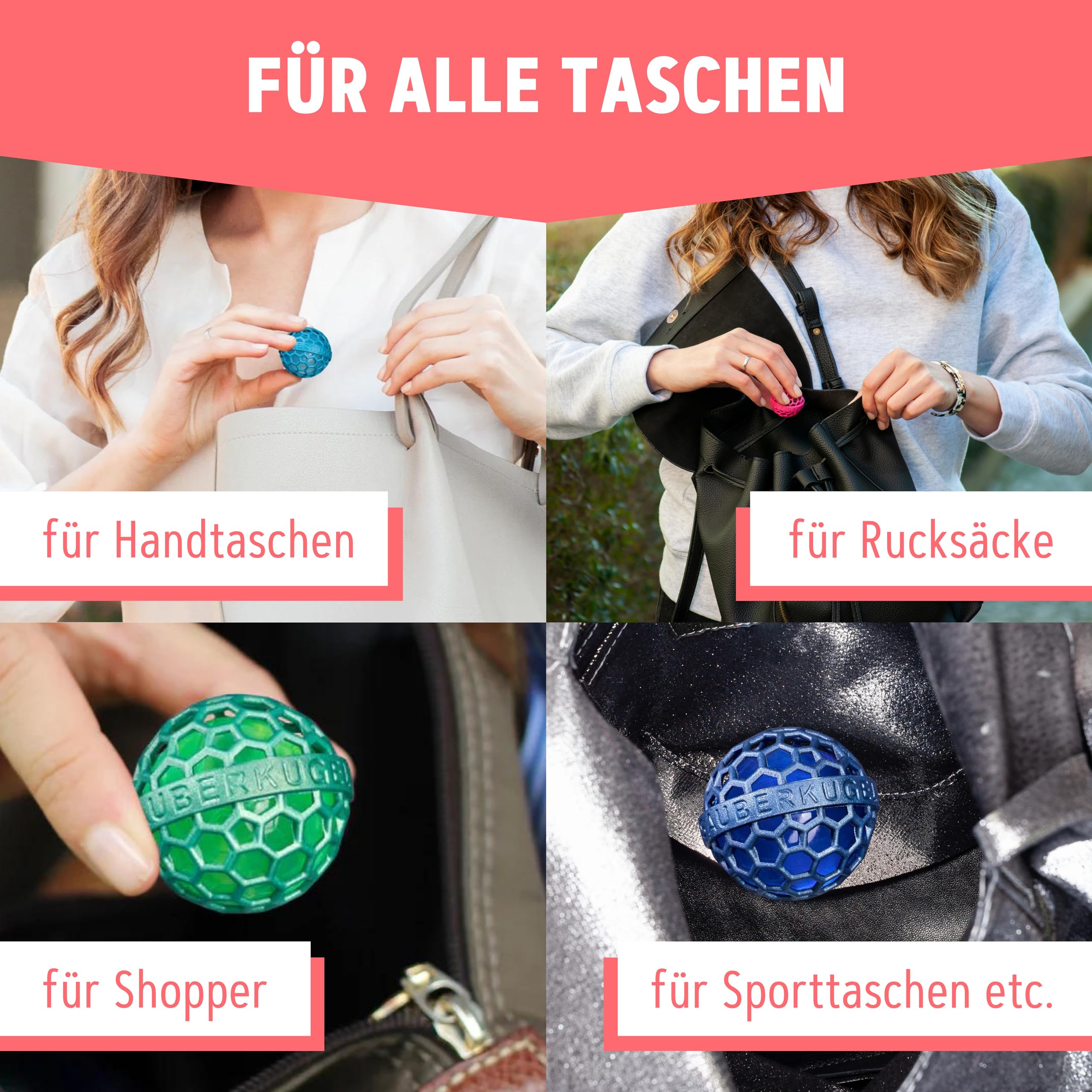 Sauberkugel® Taschenreiniger (3er Set Springfield Collection) – Wiederverwendbare Taschenreiniger Sauberkugel – Entfernt Schmutz, Krümel & Flusen aus Tasche, Koffer, Rucksack und Schulranzen