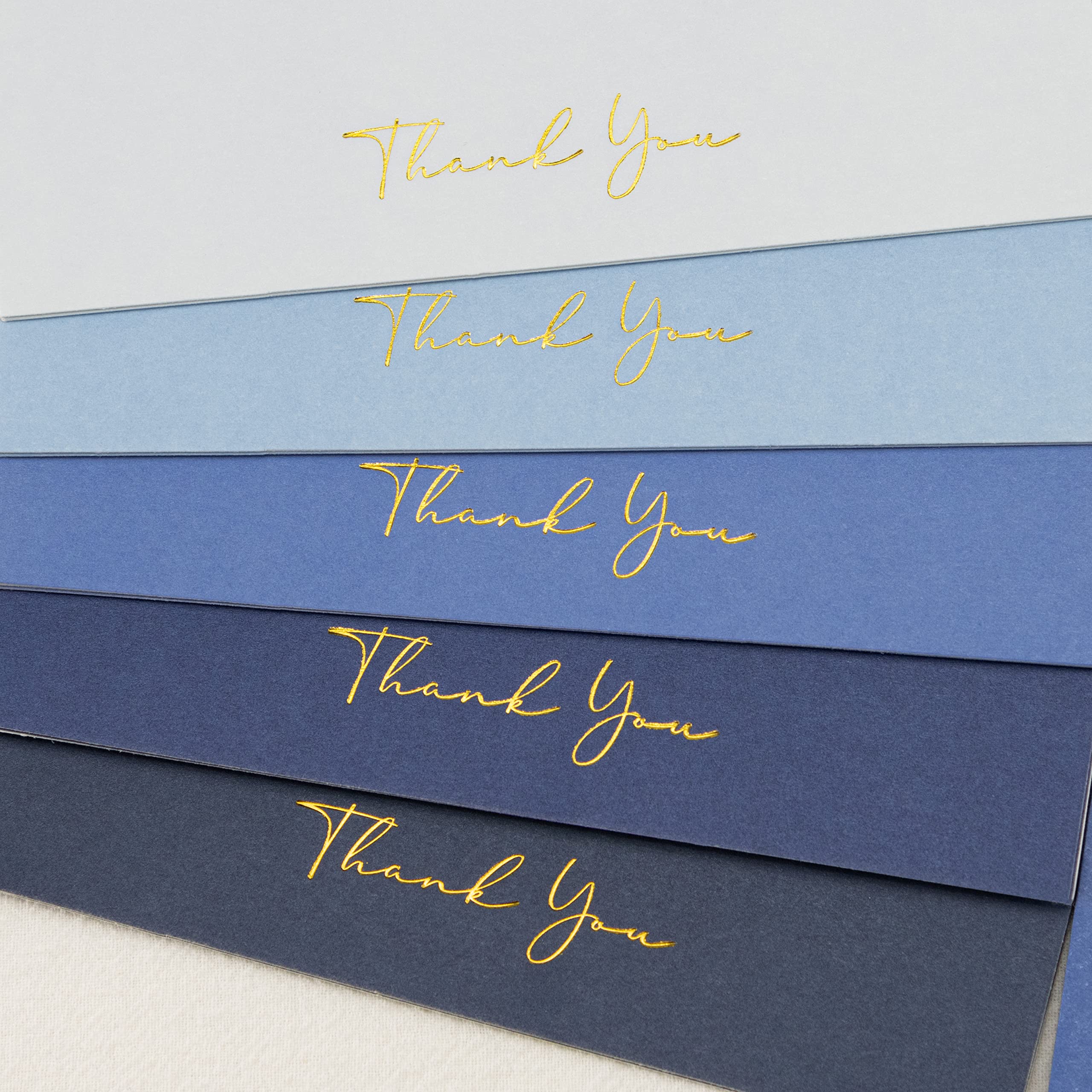 Crisky Blue Thank You Cards with Envelopes & Stickers， 50 Pack Navy Blue Bridal Shower Graduation Thank You Cards Small Business, Wedding Baby Shower