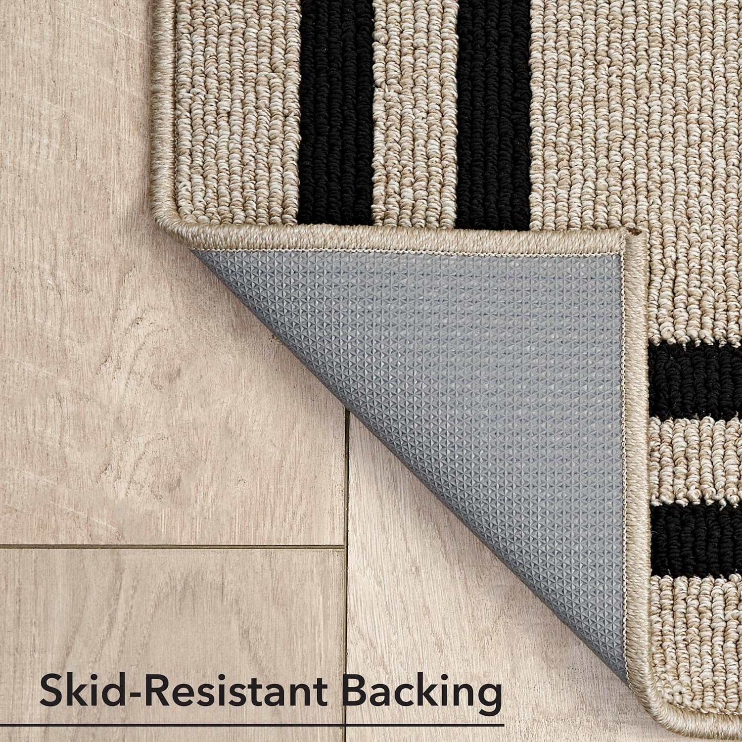 Creative Home Ideas - Tufted Runner - Double Line Border Rug - Modern Home Decor - Washable Rug - Accent Carpet for Entryway & Hallway - Measures 30 x 144 - Natural Twist and Black