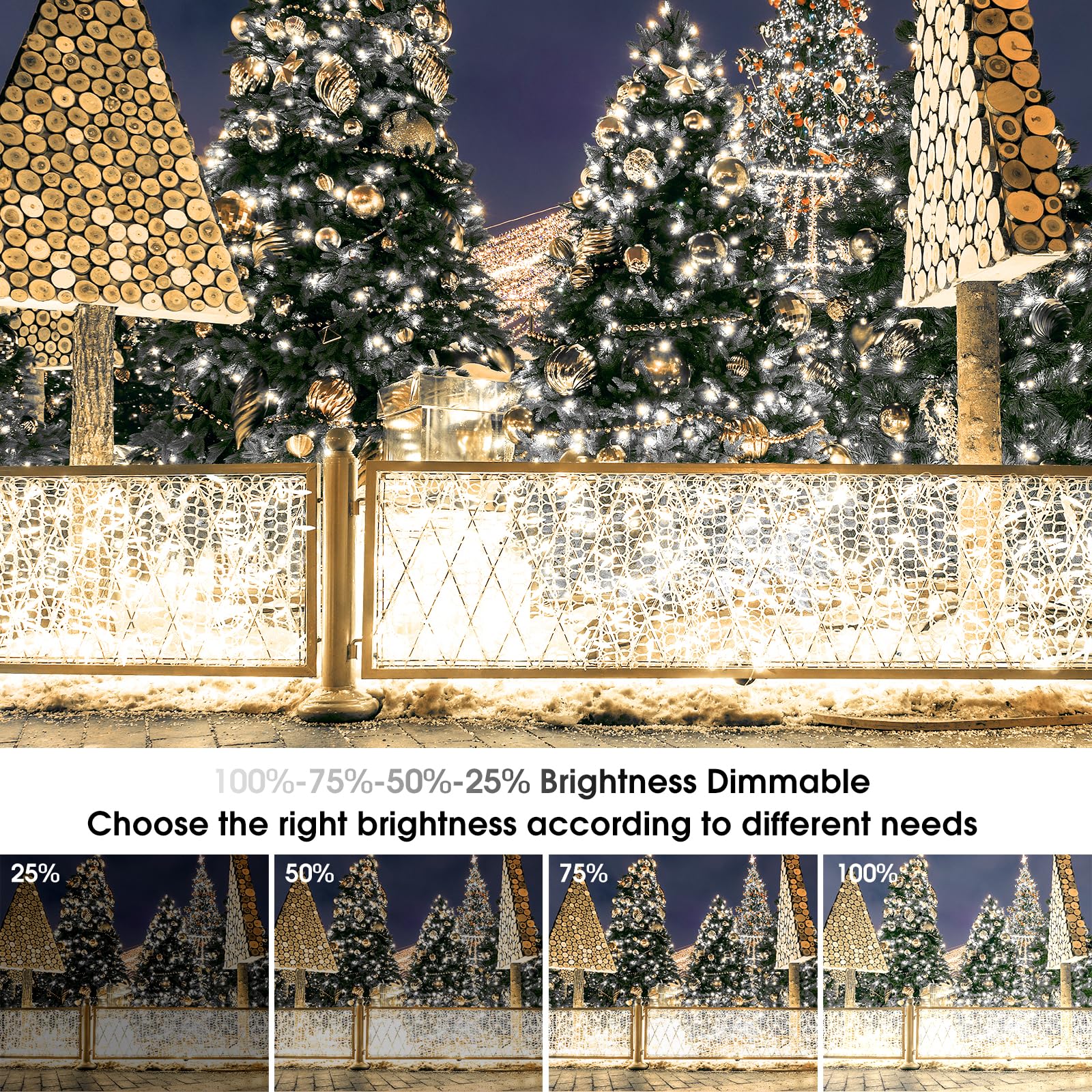 Lang Lichterkette Außen Strombetrieben,100M 800LEDs Mini Glühbirne Lichterkette Weihnachtsbeleuchtung Außen Innen Baum Lichterkette 8 Modi mit Fernbedienung, Timer,Wasserdicht(Weiss)