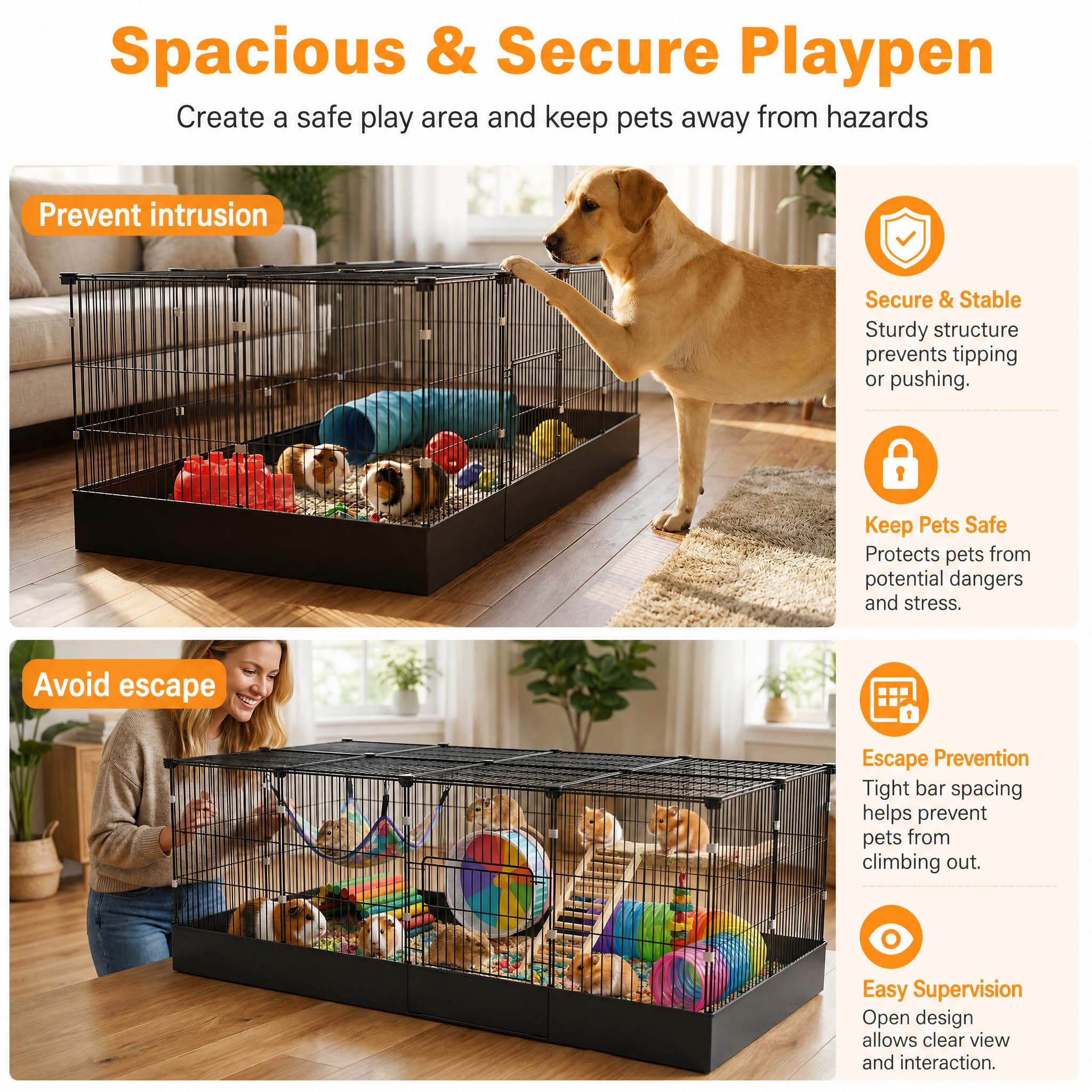 Guinea Pig Cage - Expandable & Waterproof -4