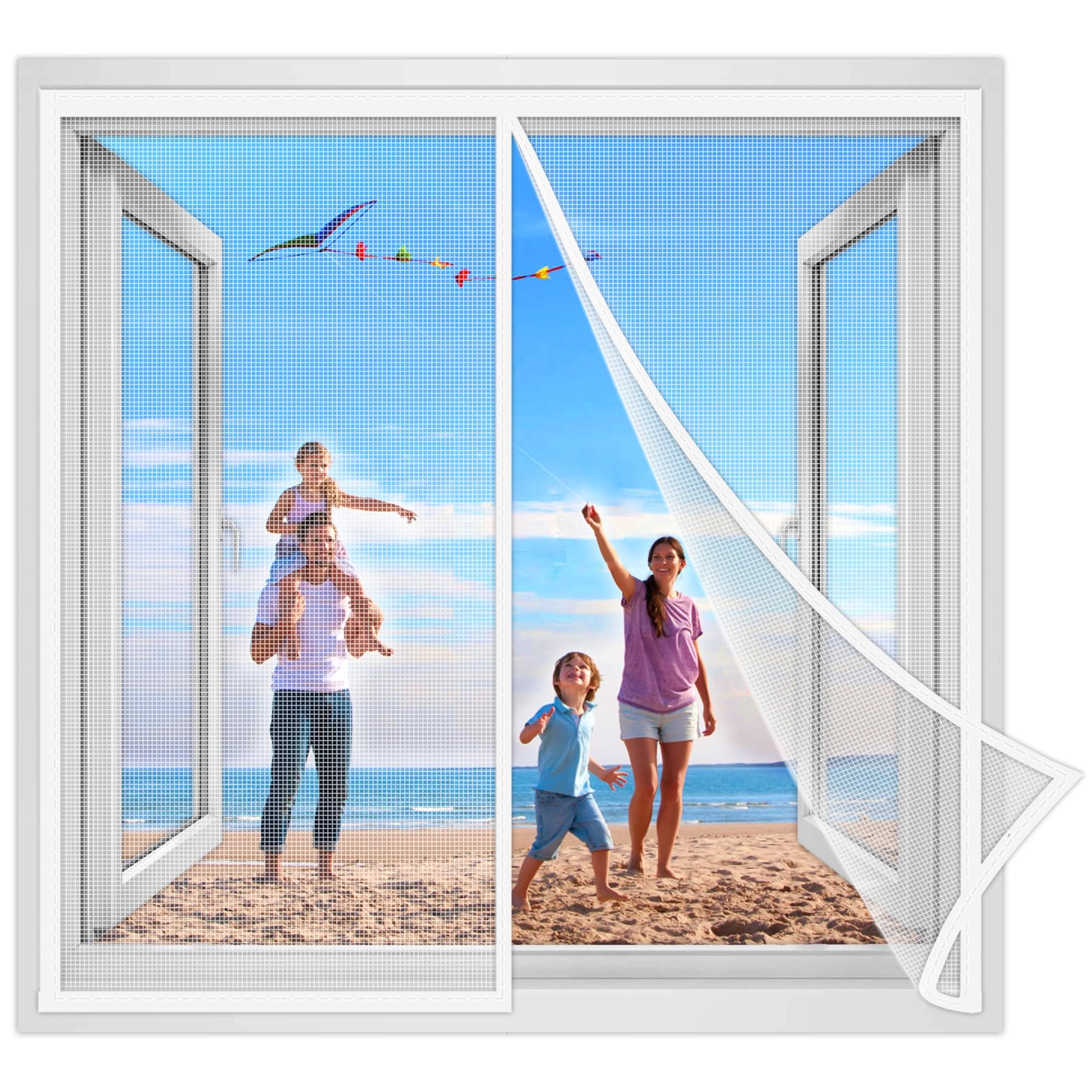 玄関マグネットで閉まる網戸 マジックテープ網戸カーテン 工事不要簡易取付 網戸カーテン 玄関網戸 マグネット式 取り付け 簡単 防虫ネット