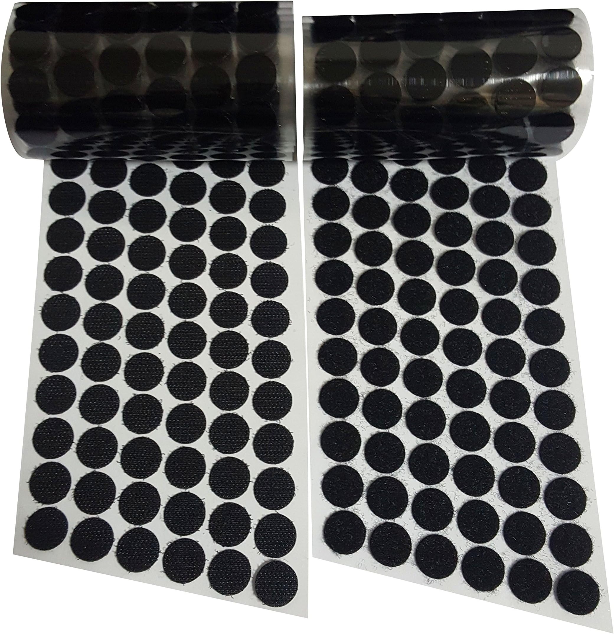 5/8" Diameter 700 Pcs(350 Pairs) Black Round Dot Coin Straps Self Adhestive Hook And Loop Strips With Waterproof Sticky Glue Fastener