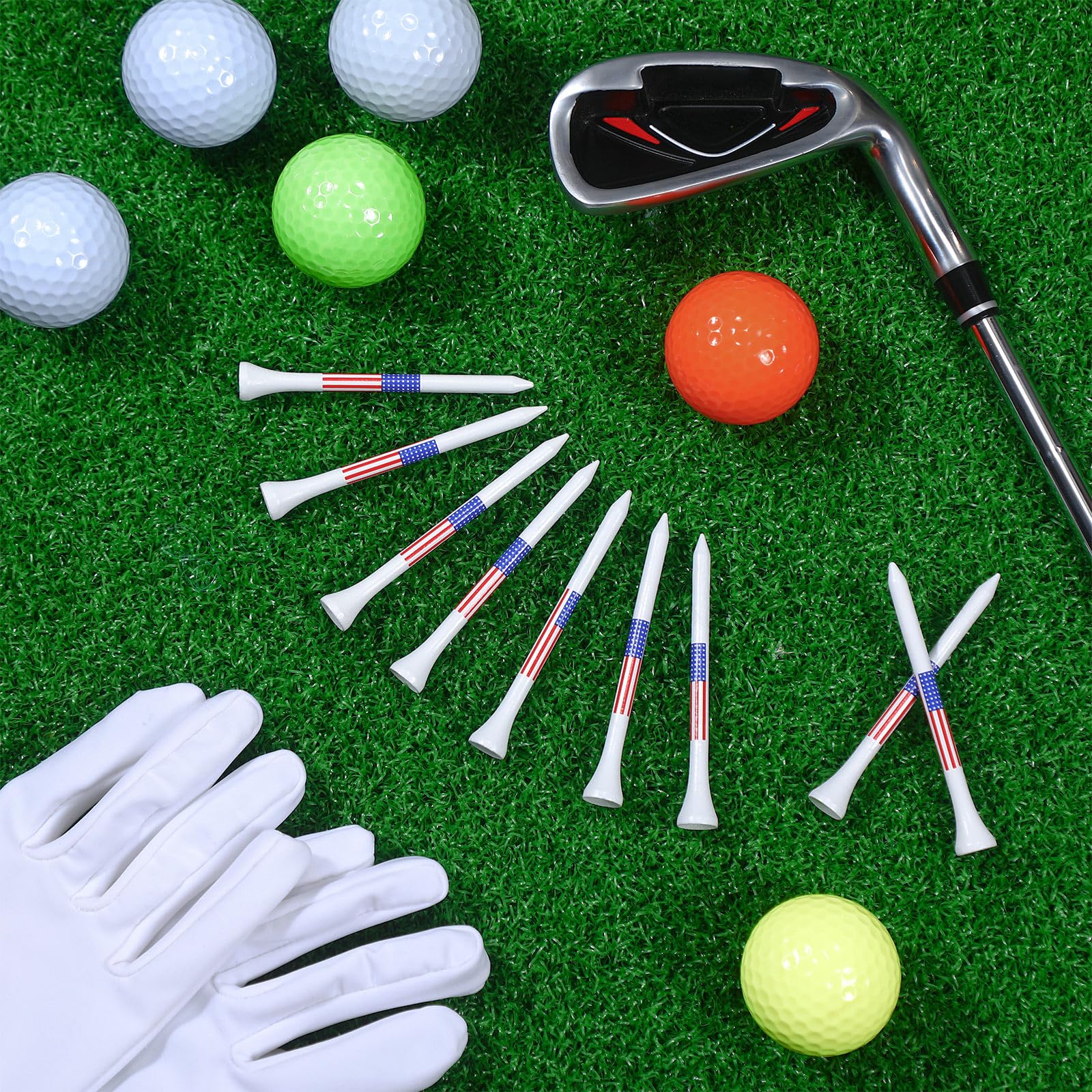 Mudder Golf-Tees aus Bambus, 8,9 cm, lang, patriotische Golf-Tees, USA, amerikanische Flagge, Golf-Tees, rot, weiß und blau, Golftees für Männer, Frauen, Kinder