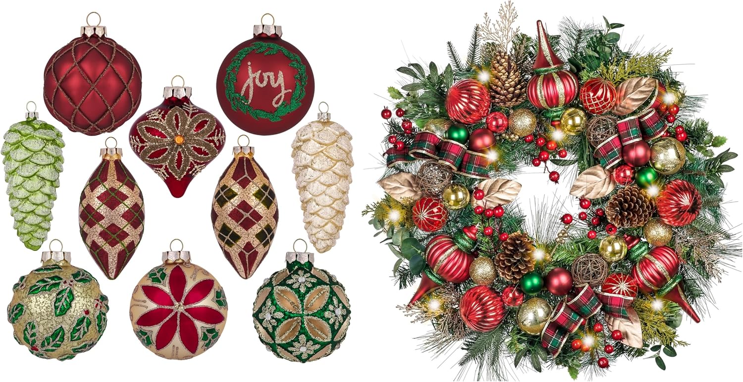 Valery Madelyn 2 Pcs Christmas Decor Value Pack Bundle for Outdoor Indoor Home Fireplace Mantel Front Door Decorations