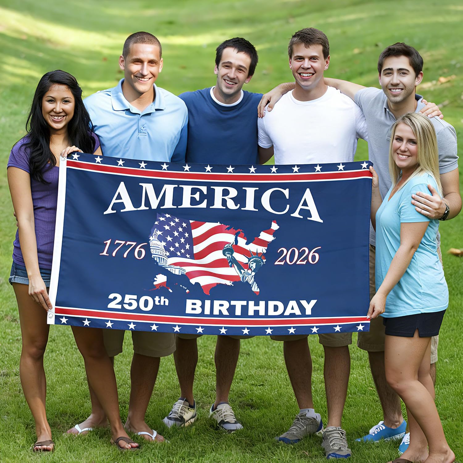 250 Anniversary Flag 3x5 Ft 2 Sided 3 Layers 250th Anniversary Flag1776-2026 250 Years Birthday Patriotic Decor for Outdoor Front Door Porch Wall