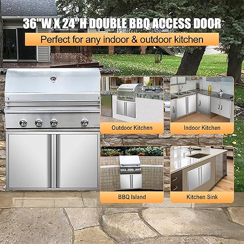 Miniatura 3 de Puertas de cocina al aire libre, puerta de acceso de barbacoa de acero inoxidable, puerta de cocina empotrada para cocina al aire libre e isla de
