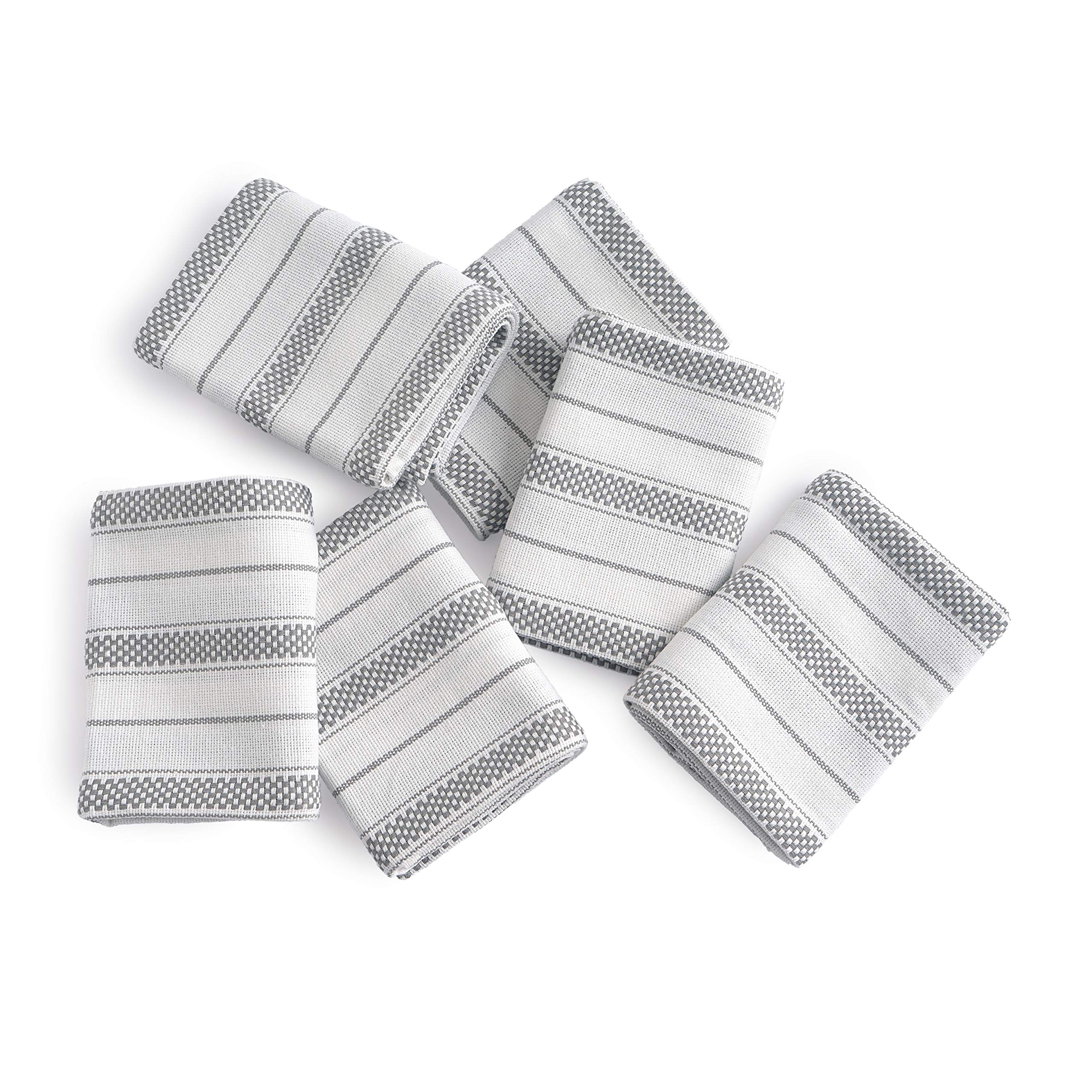 Juego de paños de cocina – Toallitas de cocina para cocina – Toallas de cadena a rayas – Paños de cocina – Paquete de 6 – 100% algodón hilado en anillo – 20 x 30 pulgadas – Gris claro – Casa de Lan