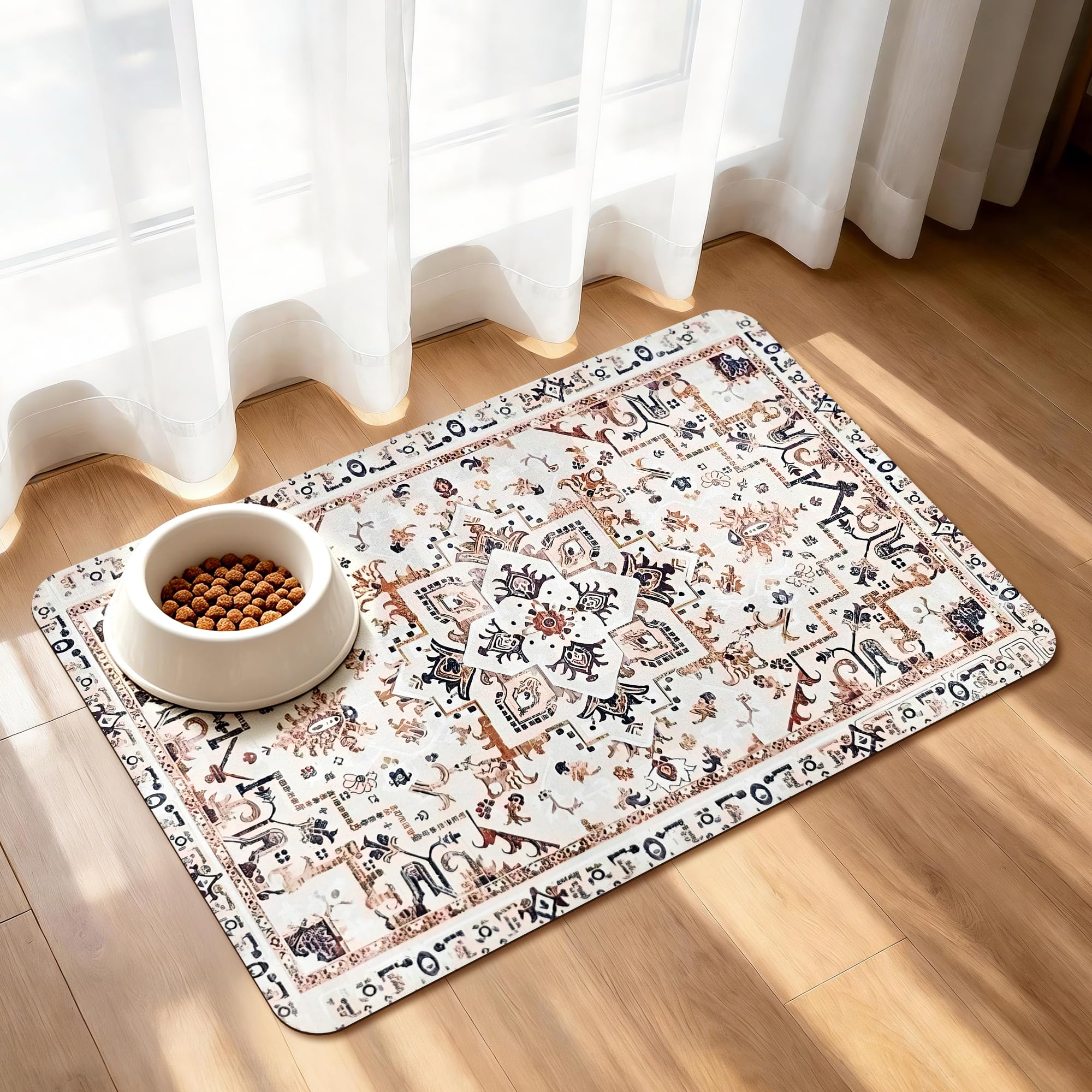 YOSEPATI Dog Feeding Mat Super Absorbent For Food and Water Bowl 30x50cm