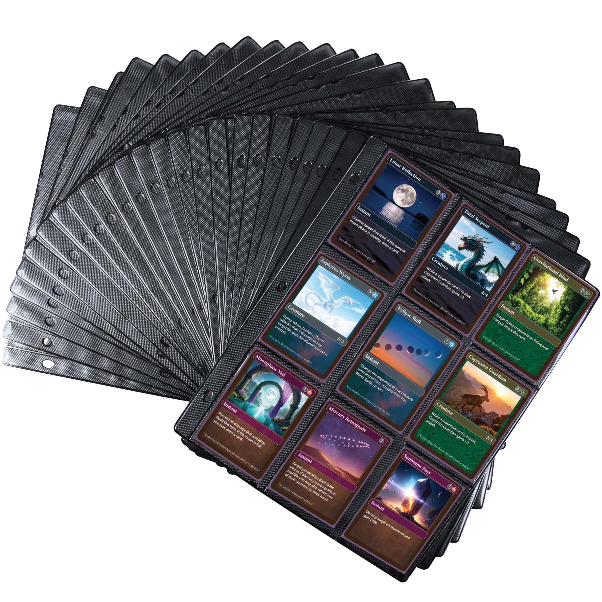 Monster 25 PK Trading Card Page Protectors- Holds 450 TCG, 9 Pocket Sheets Fit in Standard 3-Ring Binder- Anti-Drop & Anti-Theft Side Loading-Compatible with Yugioh, Pokemon, MTG Magic the Gathering