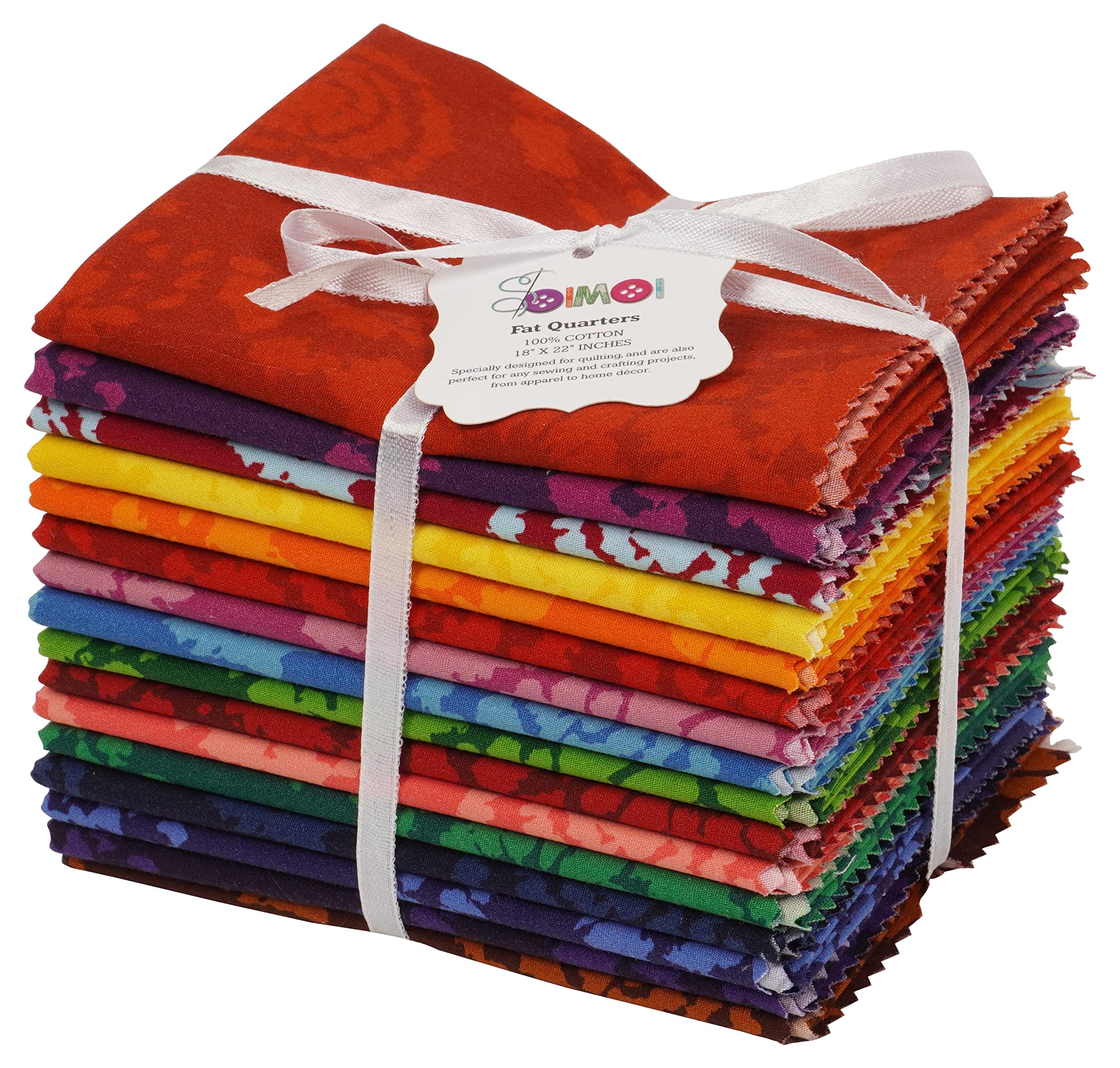 Soimoi 16 Pc Bundle De Puntos De Fate, Teoido Anudado Imprimir 18"X 22" Patchwork De Brije- Tela 100% Algodon Precortado Multicolor