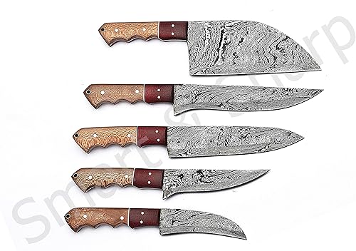 Miniatura 10 de Smart & Sharp SS-17210 y 17211 - Juego de 5 cuchillos de cocina (madera de álamo, hechos a mano)