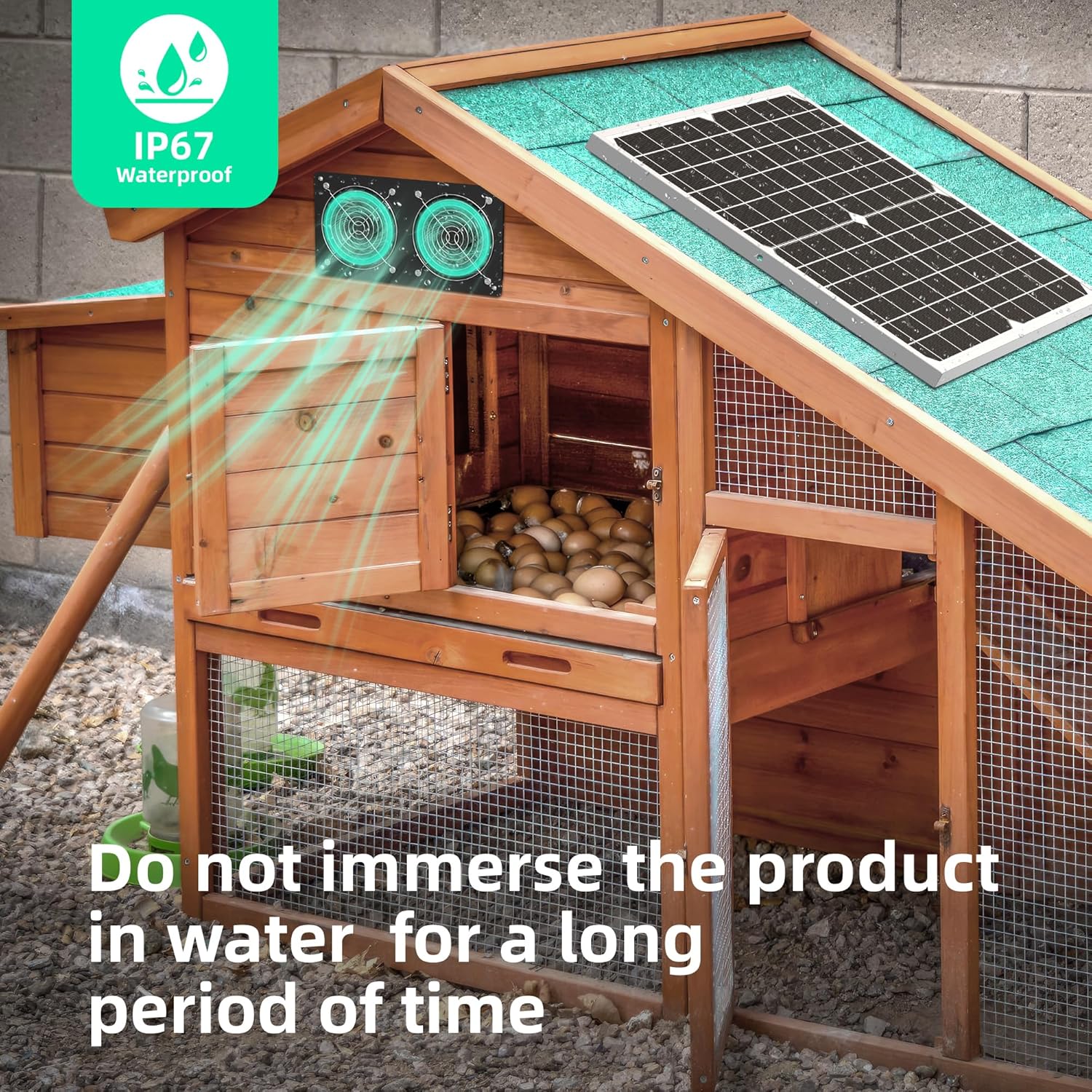 TIMEBAL Solar Exhaust Fan for Shed, 20W Solar Fans with 2 Waterproof Fans for Outside, Chicken Coop Solar Vent for Greenhouse Circulation, Doghouses Cooling Ventilation