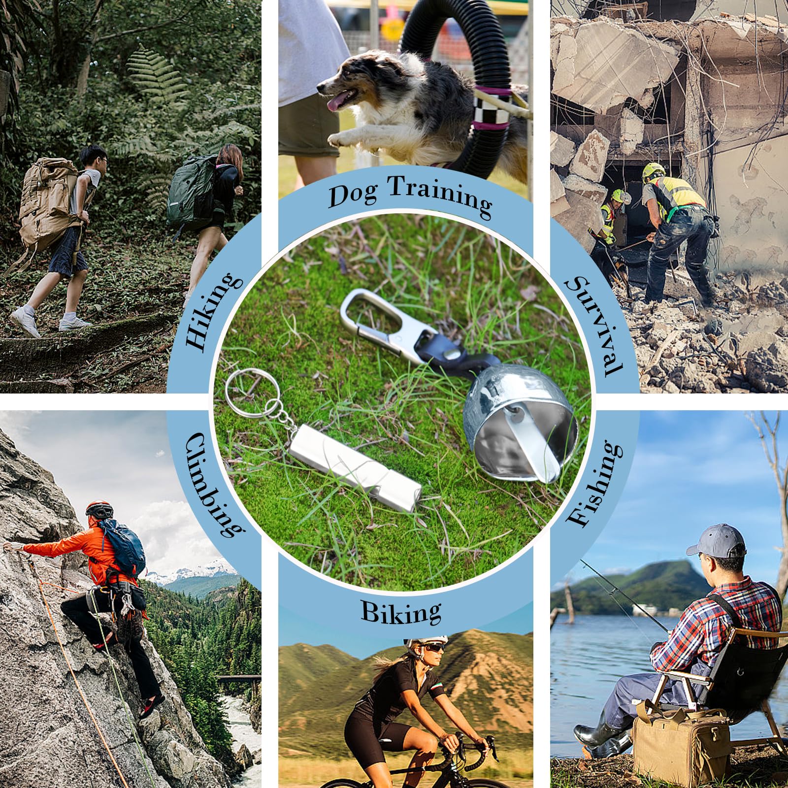 Campana de oso fuerte con silenciador, accesorios de senderismo, silbato de emergencia y campana de cobre para senderismo, mochileros, supervivencia, ciclismo, pesca, escalada, campamento