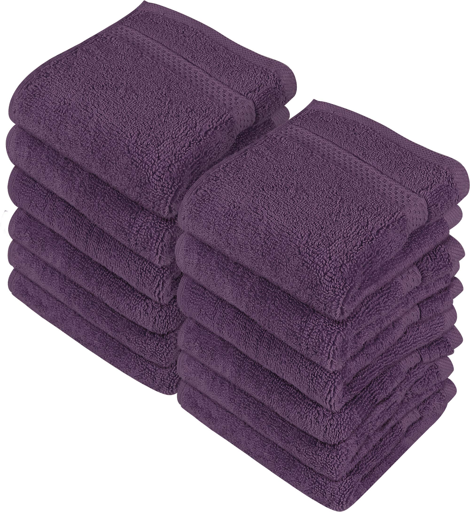Utopia Towels(12 Pack) Luxury Wash Cloths Set (12 x 12 Inches) 600 GSM 100% Cotton Ring Spun, Highly Absorbent and Soft Feel Washcloths for Bathroom, Spa, Gym, and Face Towel (Plum)…