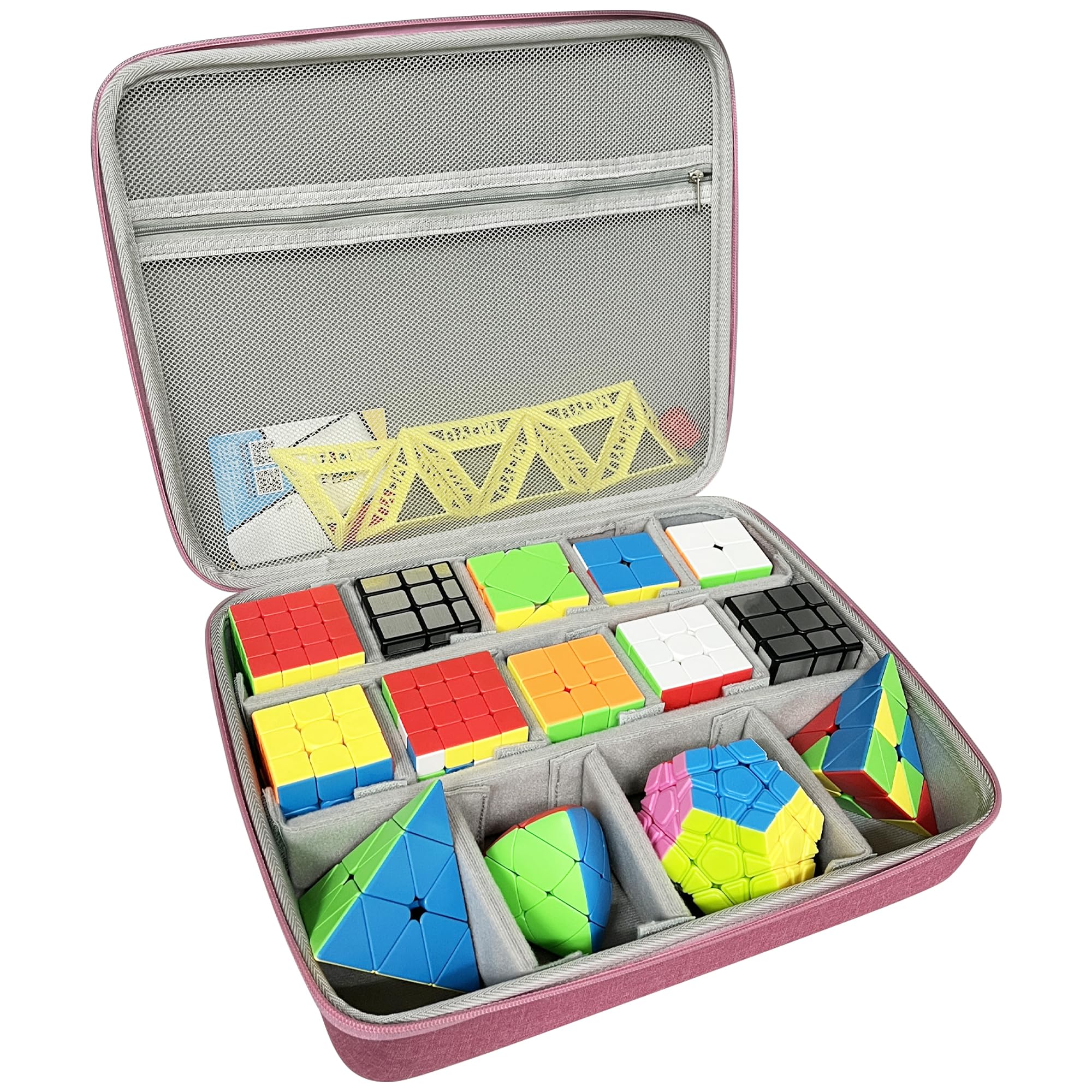 LeoTube Speed Cube Hard EVA Case Bag Compatible with Shashibo/for Rubik’s/for Jurnwey/for Roxenda Brain Teaser Fidget Toy. Storage Travel Holder for Cube Puzzle Travel Game (Case Only) (Pink)