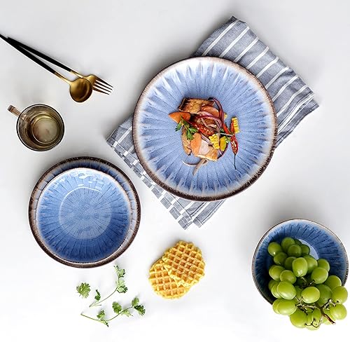 Miniatura 4 de Gufaith Juego de vajilla de melamina de 12 piezas, platos y cuencos, platos de melamina, juegos de platos para exteriores, vajilla irrompible,
