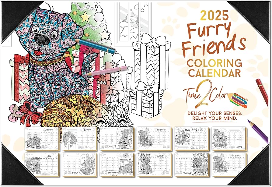 amazon-com-time2color-2025-home-edition-desk-blotter-coloring-calendar-19-x-13-furry-friends-theme-office-products