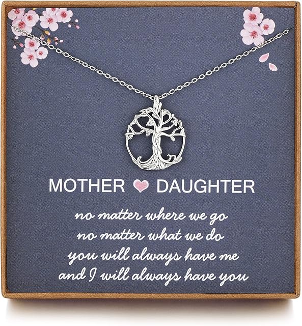 NOURISHLOV Mother Daughter Gifts - Sterling Silver Tree of Life Necklace for Women, Mom Necklace, Mothers Day Jewelry Birthday