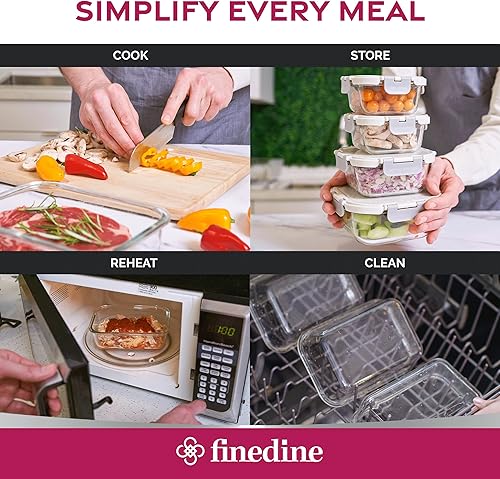 Miniatura 6 de FineDine Recipientes de almacenamiento de alimentos de vidrio con sello al vacío con bomba de mano, juego de 25 piezas, recipientes herméticos para