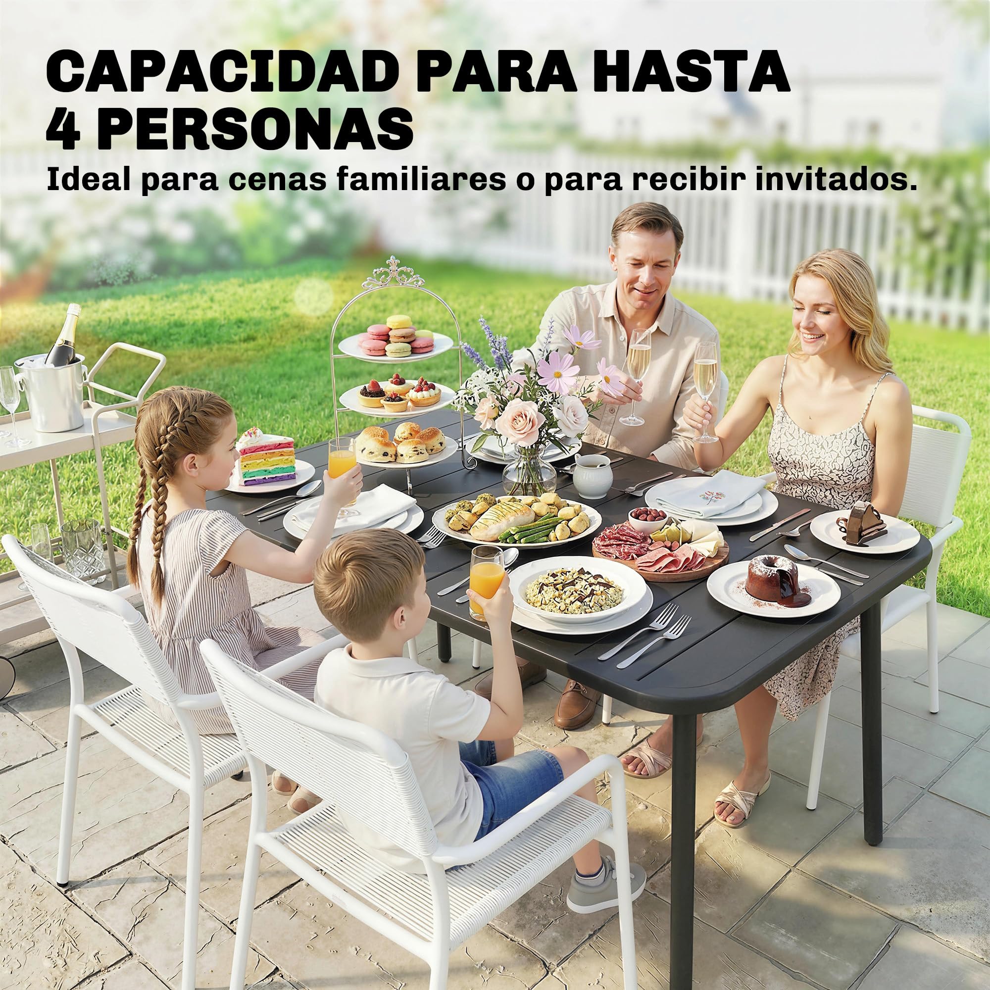 Outsunny Mesa de Comedor de Jardín Rectangular de Acero 120x70x72 cm Gris | Mesa de Terraza Exterior con Tablero con Listones, para 4 Personas, Carga 50 kg, para Patio, Balcón