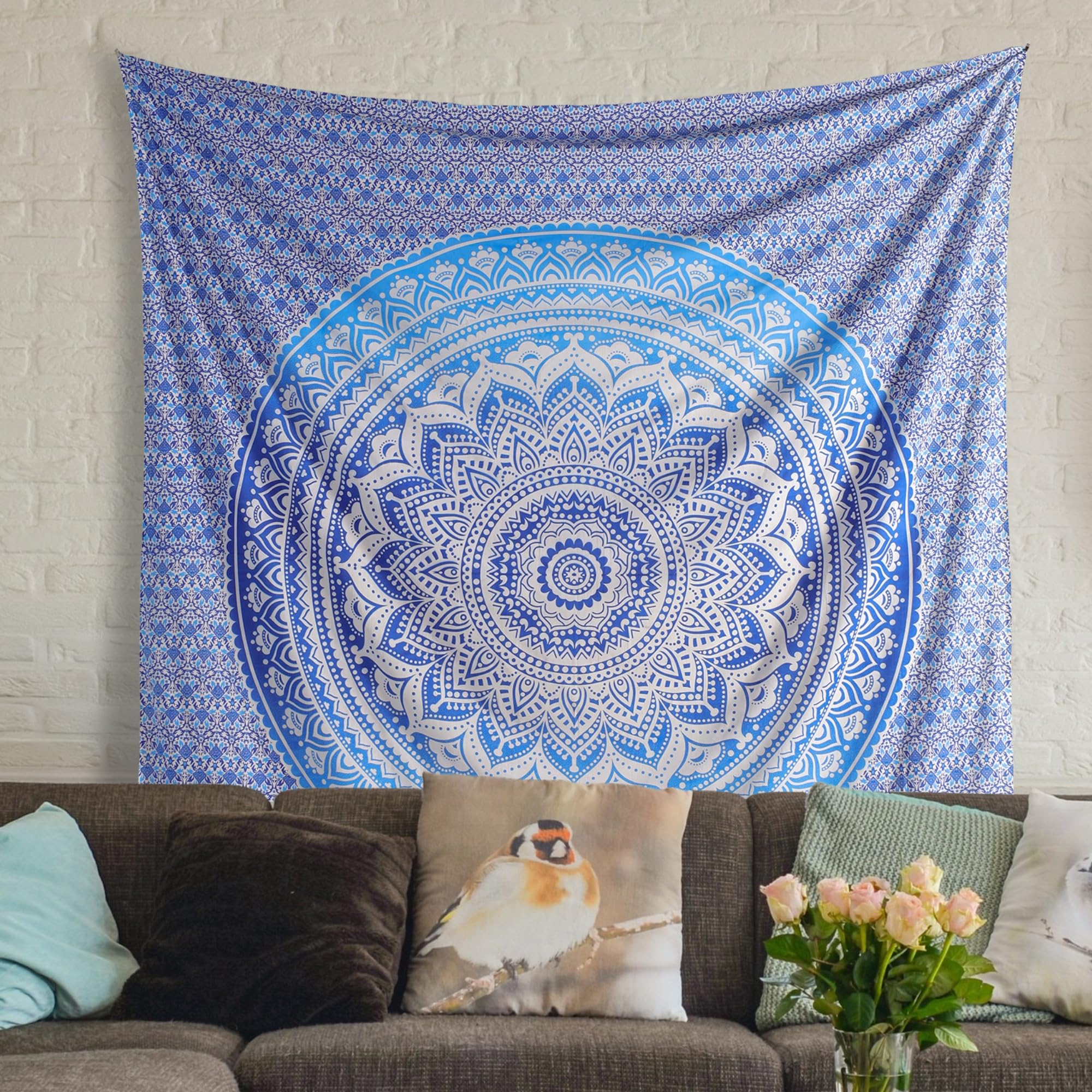 Arazzi Da Parete Nero Arazzo Colorato Con Motivo Mandala Estetico Da Parete, Stile Arazzo Da Parete Camera Da Letto - Foto 10