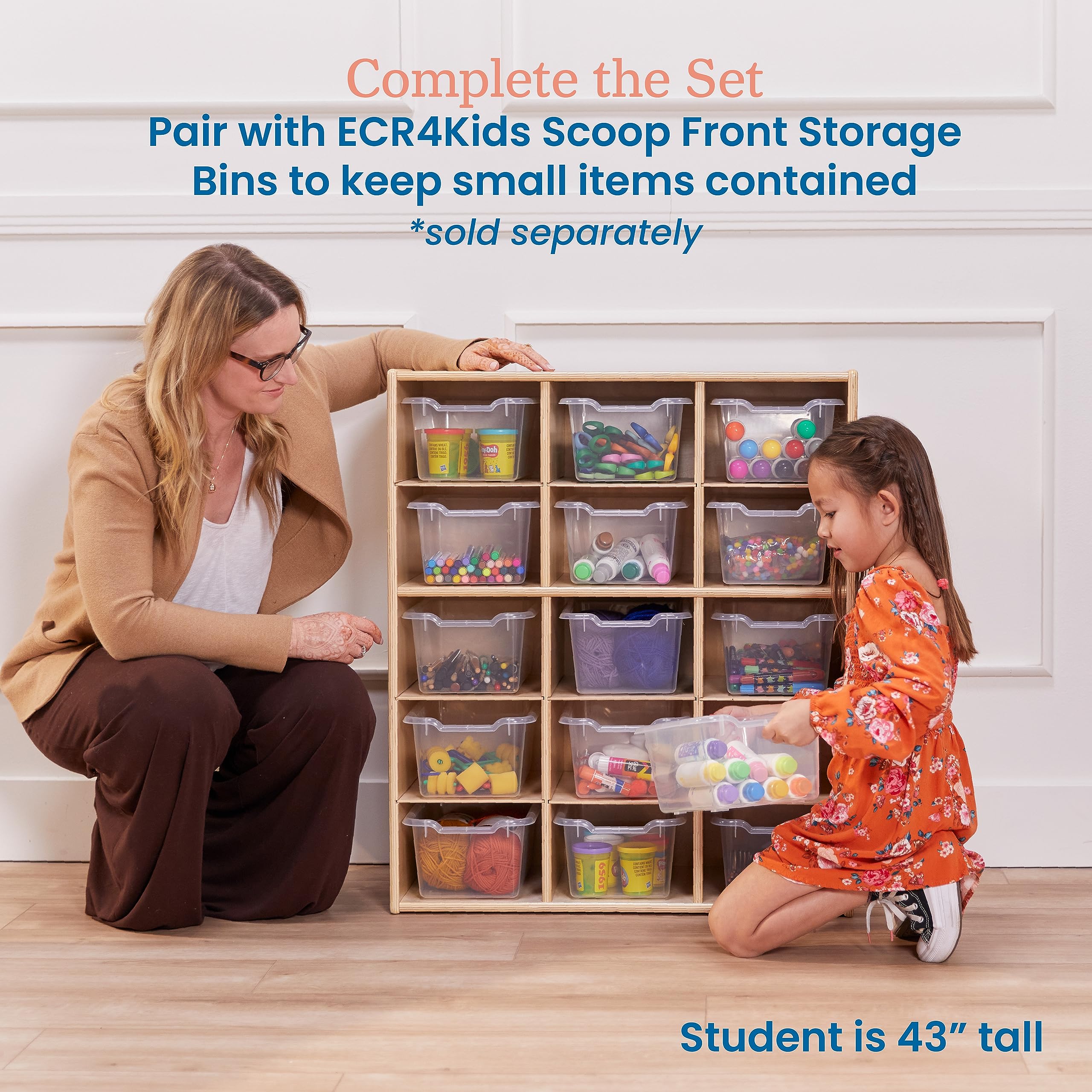 Amazon.com: ECR4Kids Streamline 15 Cubby Tray Storage Cabinet, 5x3