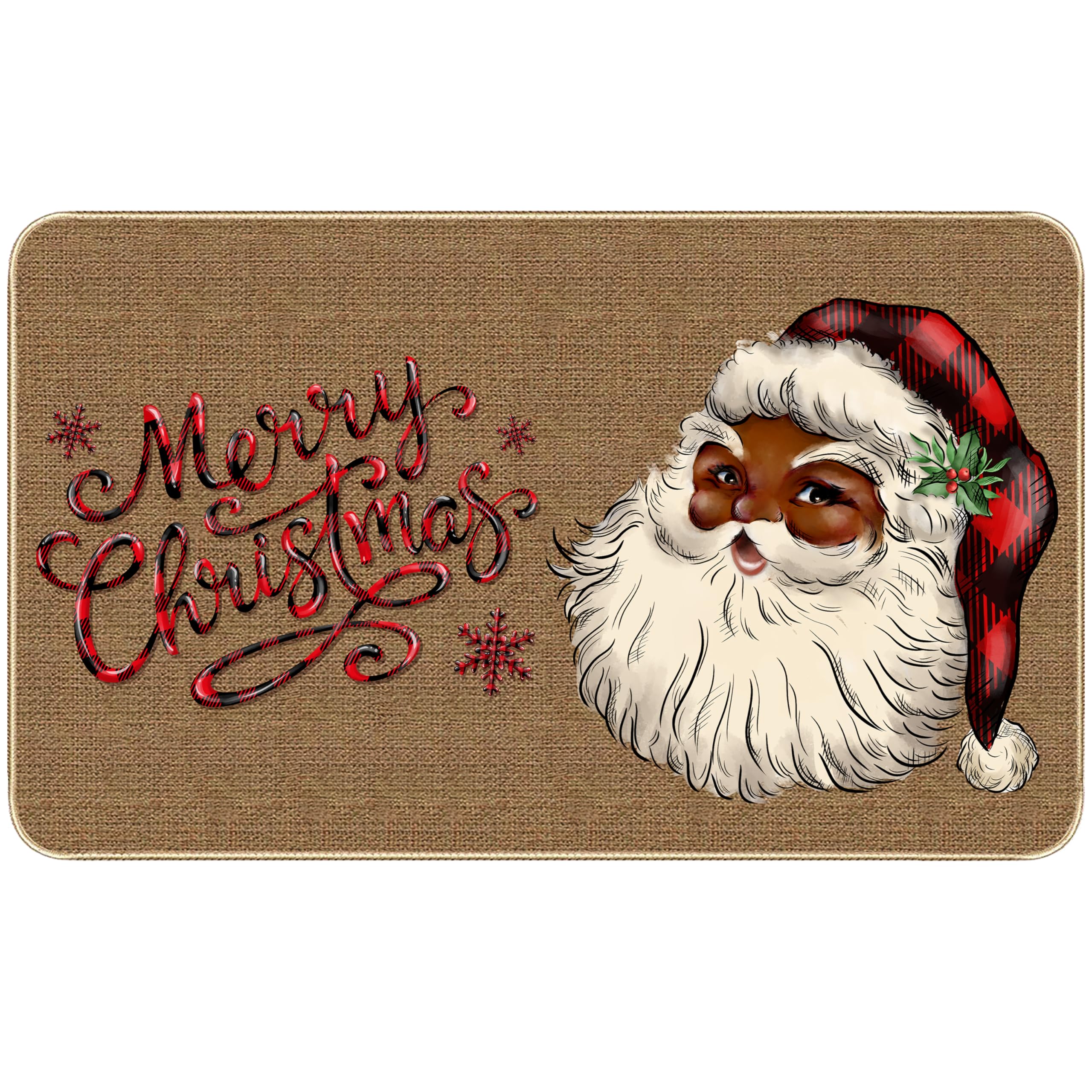 Amazon.com: TREWAVE Christmas Doormat Front Door Black Santa Door