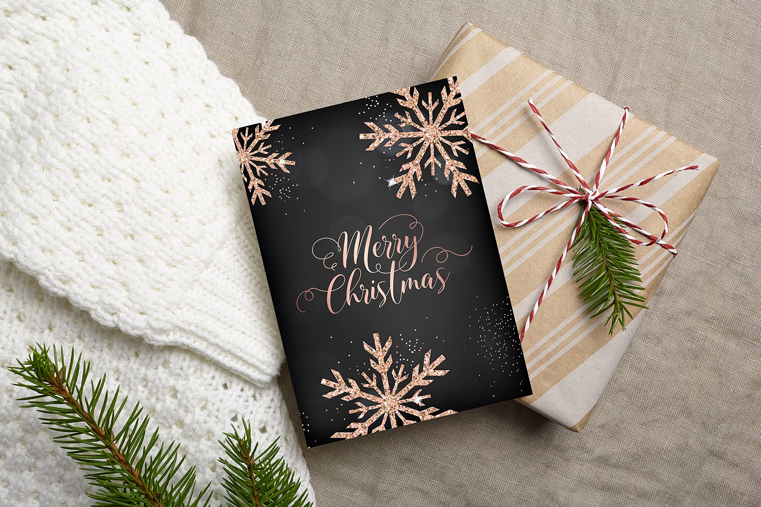 12 Christmas Cards Set Folding Cards With Envelopes Merry