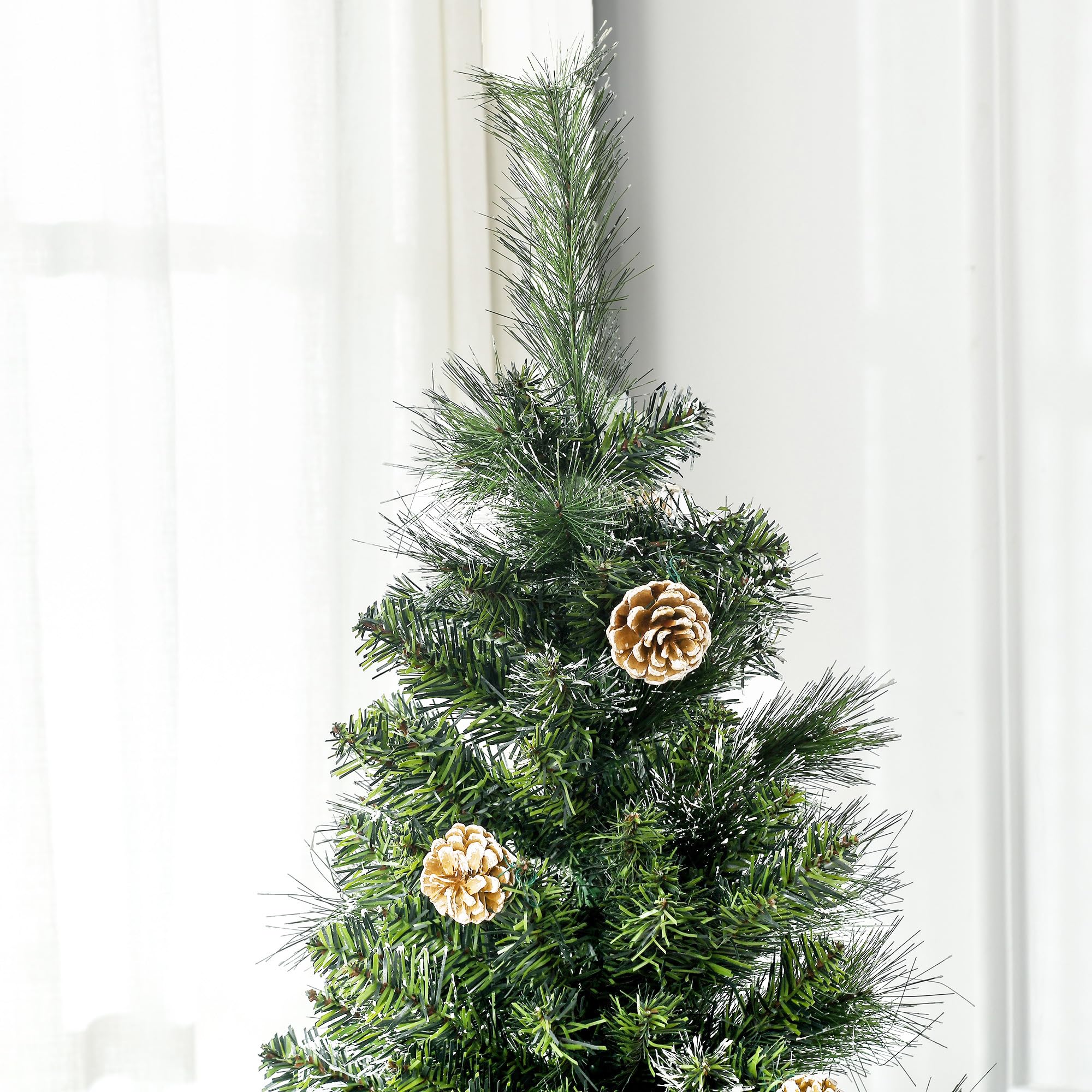 HOMCOM Sapin de Noël Artificiel 180 cm avec 618 Branches Enneigées Vert | Support en Acier, Socle Pliable