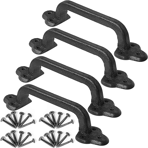 WEBI Manija de puerta rústica manija de puerta corrediza de granero de hierro fundido de 9 pulgadas, manija de metal vintage para puerta larga,