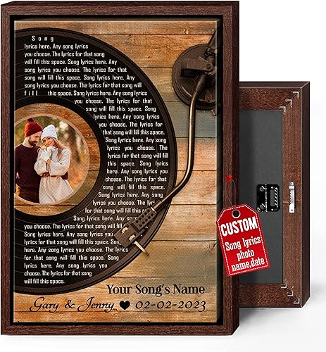 Vista 176 de H-DEWALL Letras de canciones personalizadas con marco, arte de pared musical personalizado para él, decoración sentimental y regalo inspirador