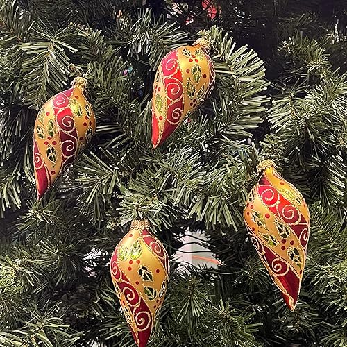 Miniatura 5 de Adornos de cristal para árbol de Navidad  2.638 in2.63 pulgadas 4 piezas esferas decoradas de Christmas By Krebs sin costuras para colgar decoración