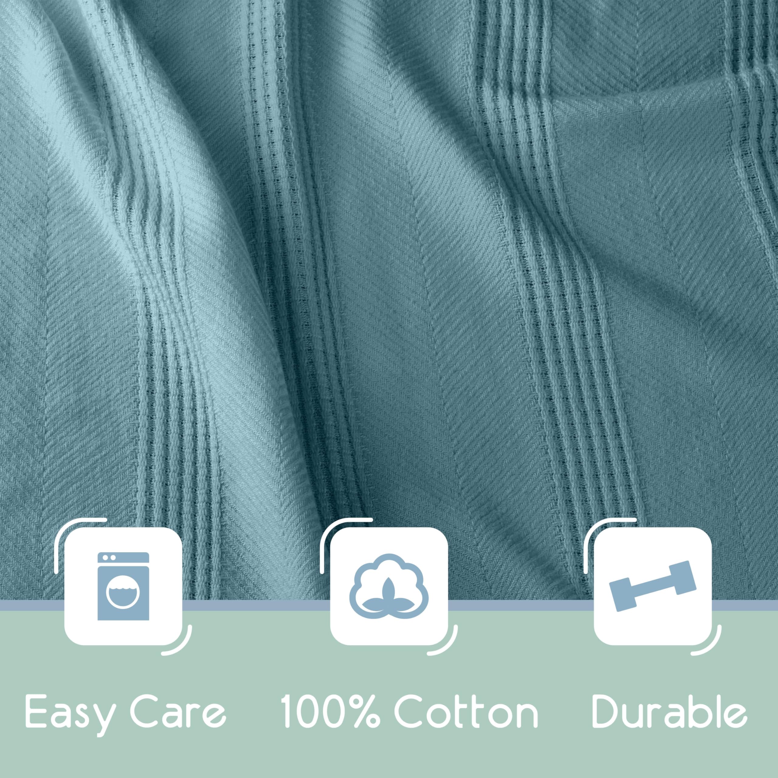 Vellux Manta 100% algodón, Suave, Transpirable, acogedora y Ligera, Manta térmica para Todas Las Estaciones, tamaño Queen, Colocar Capas de Cama, sofá y sofá, Calidad de Hotel (90 x 90