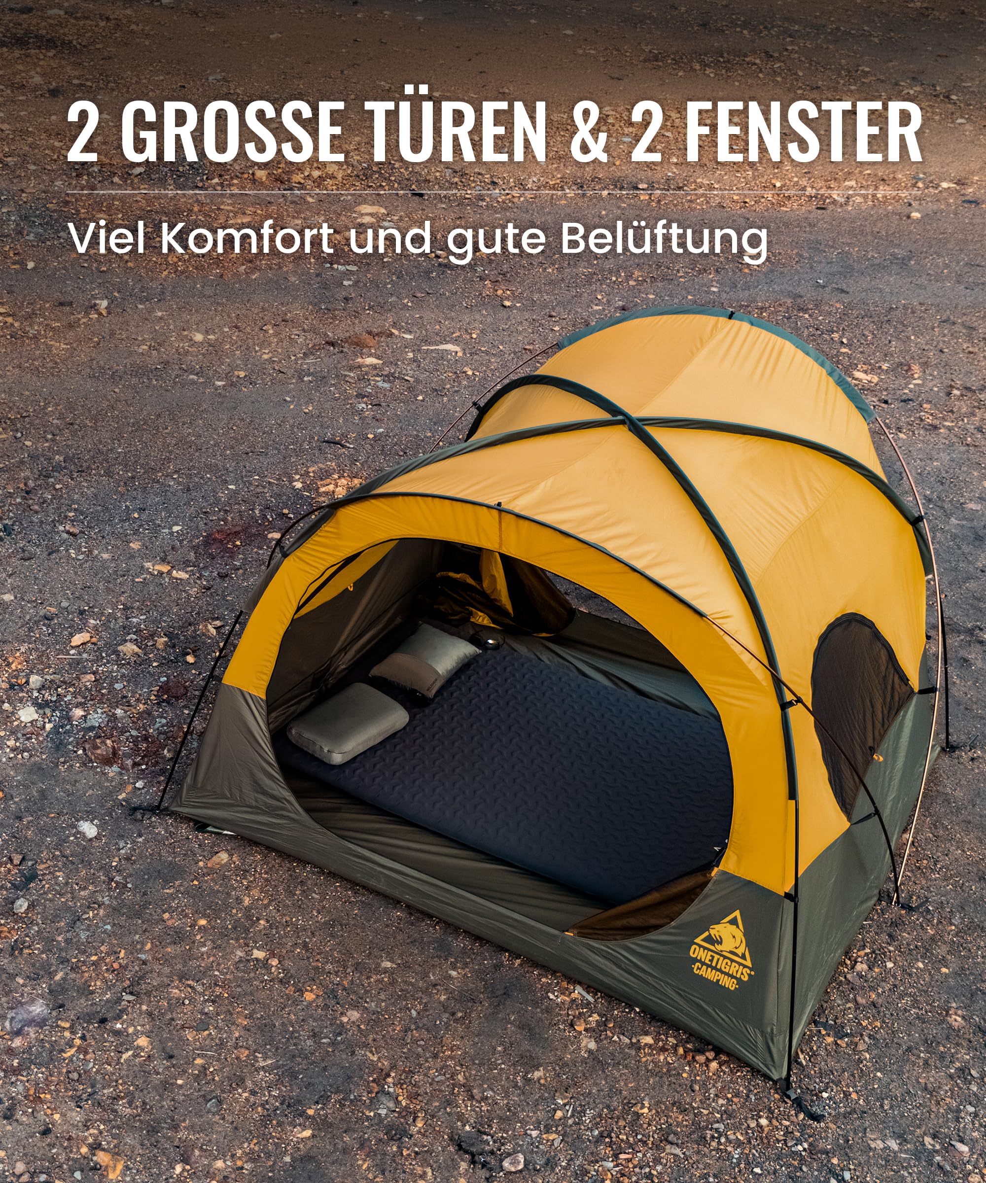 OneTigris Bastion - Tenda da campeggio per 2-4 persone, impermeabile
