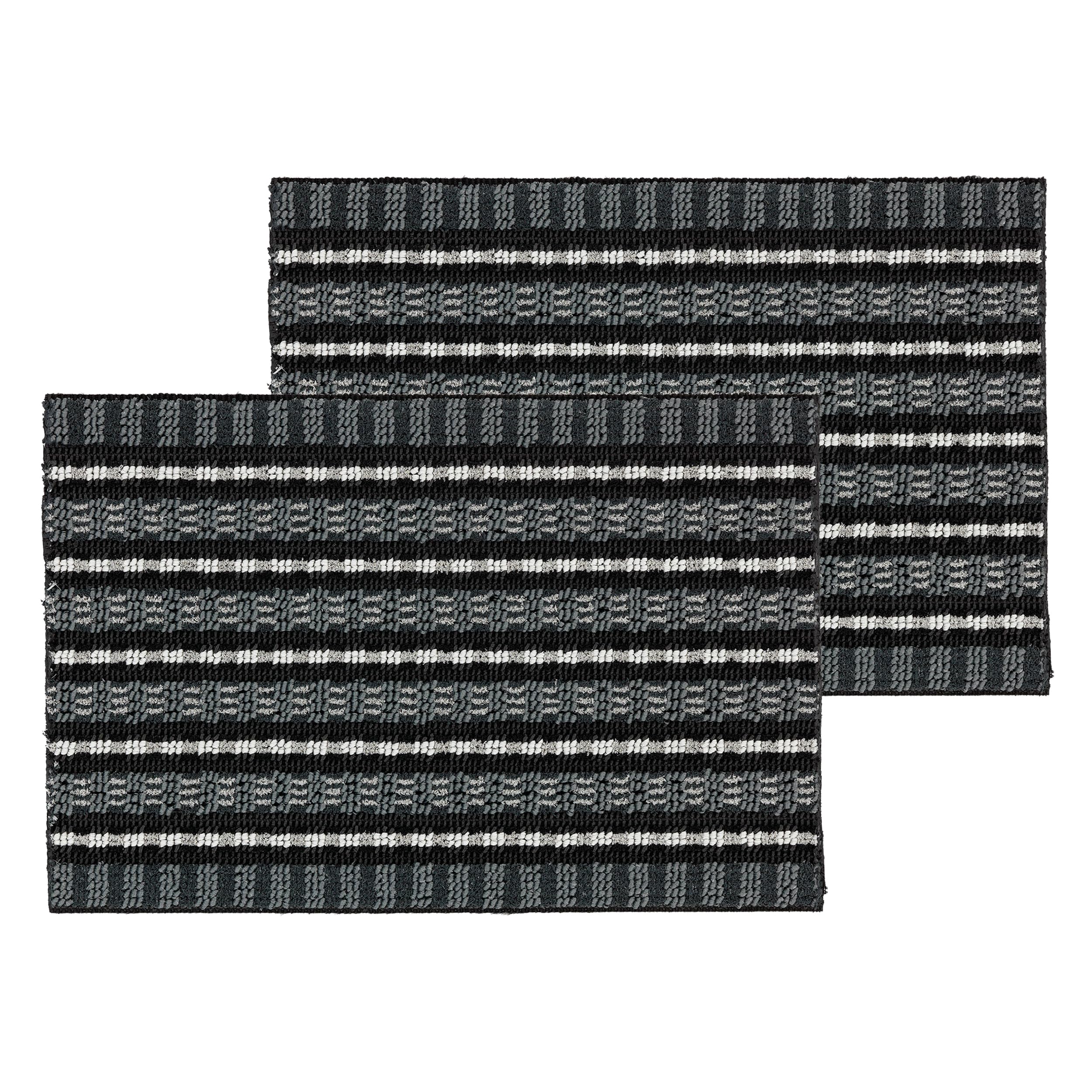 Brush-Effekt Fußmatte Außen - Schwarz / Silber 2er Set 40x60cm rechteckig