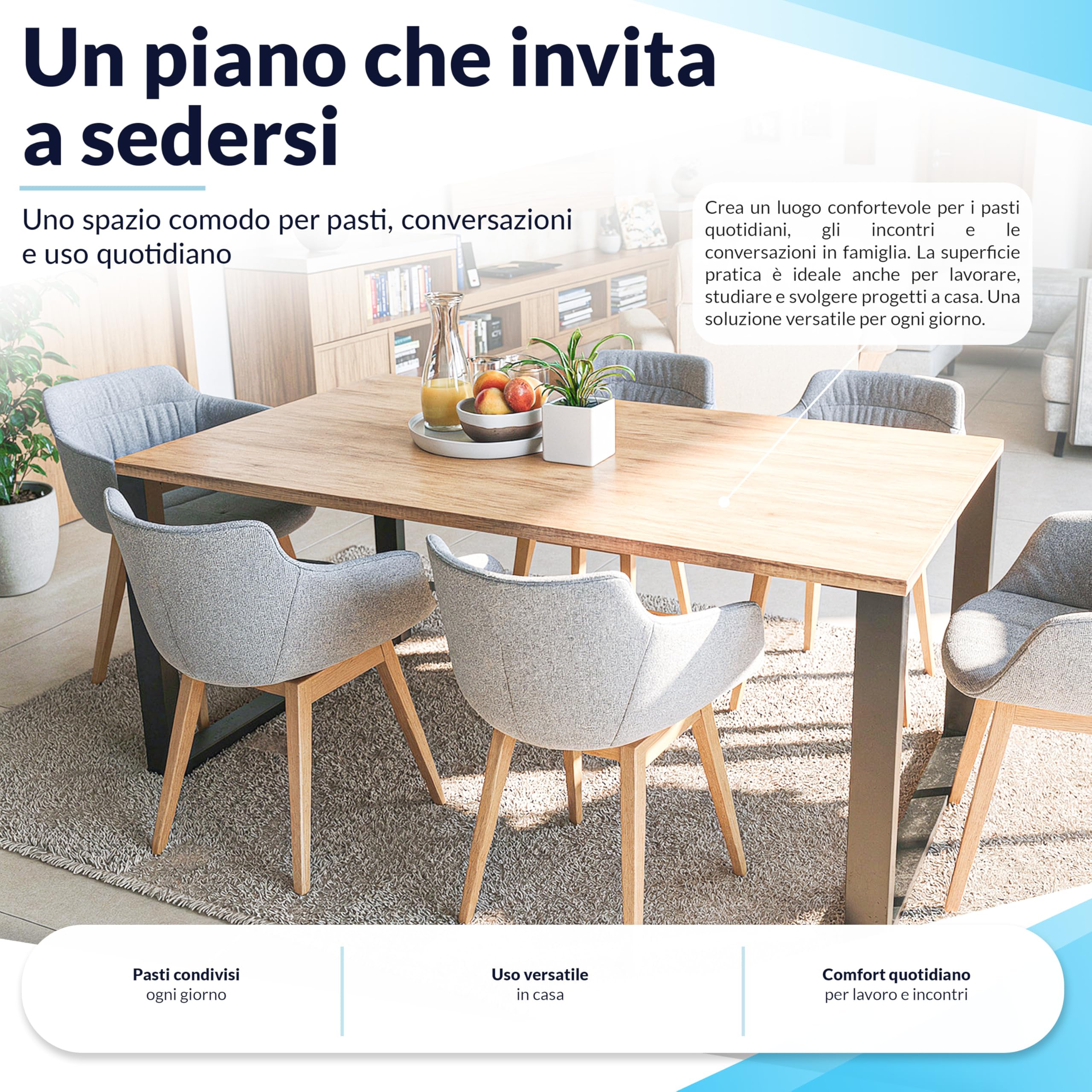 POKAR Piano da Tavolo 120x80 cm | Piano per Scrivania Spessore 25 mm | Perfetto per Scrivania Regolabile in Altezza e Tavolo da Pranzo | Resistente e Stabile | Prodotto in Europa | Quercia Davos