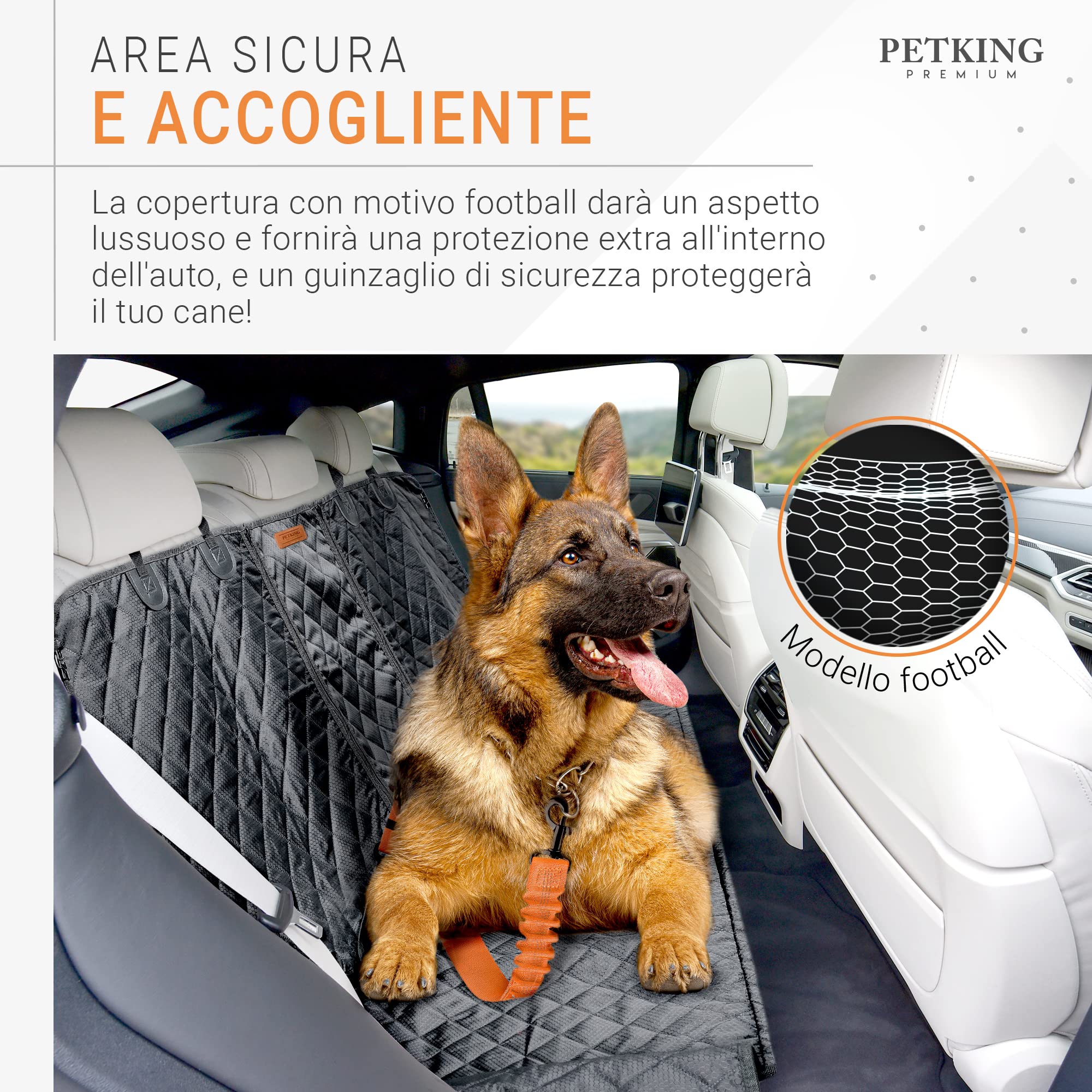 PetKing Premium Coprisedile Auto per Cani Telo Auto per Cani Telo Macchina Cane Auto Copri Sedile Posteriori Coprisedili Auto per Cani Coprisedile Posteriore Cane Copertura Sedili (Bench cover)
