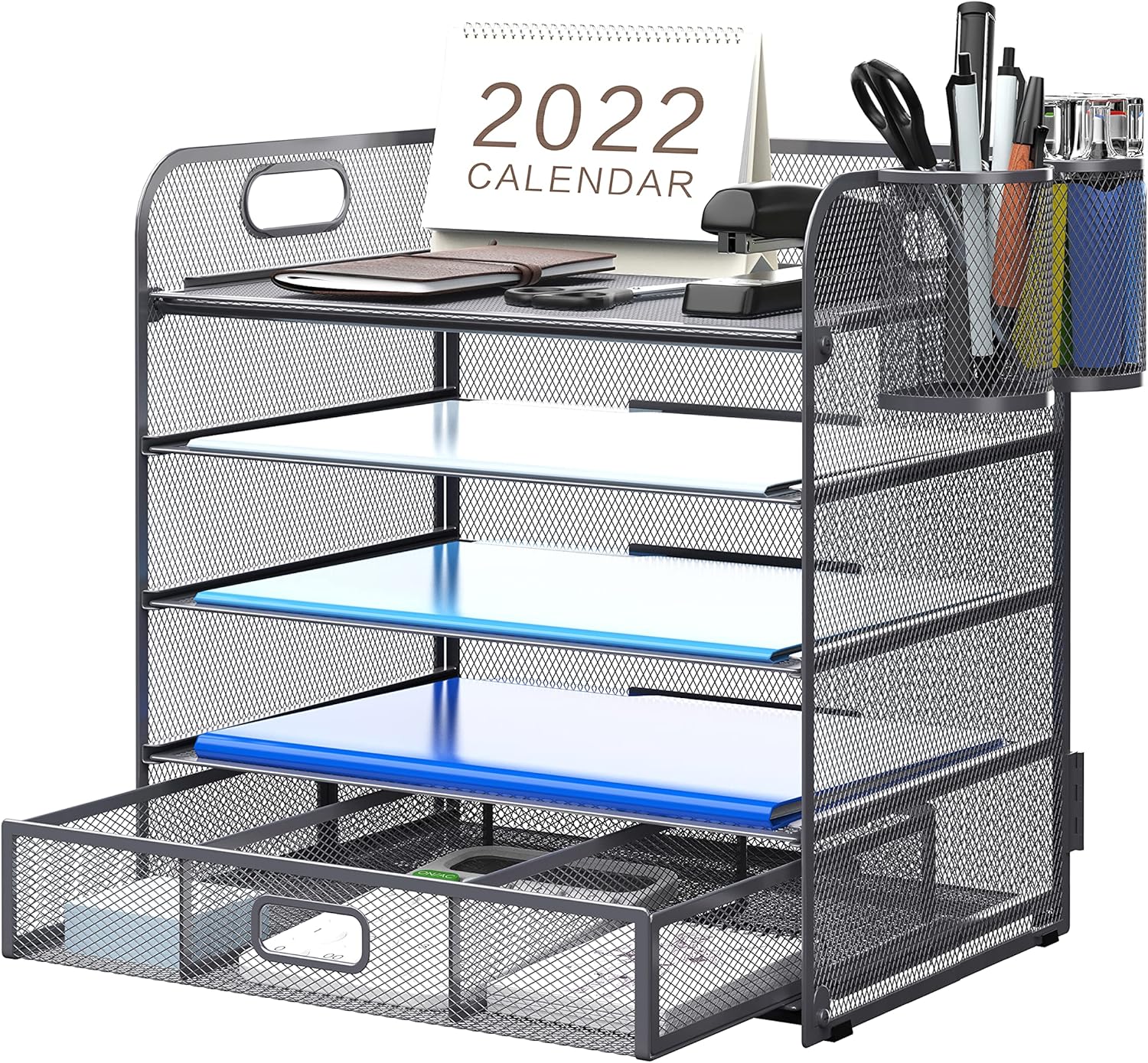 Supeasy 5Trays Desktop File Organizer with Handle, Letter Tray Paper