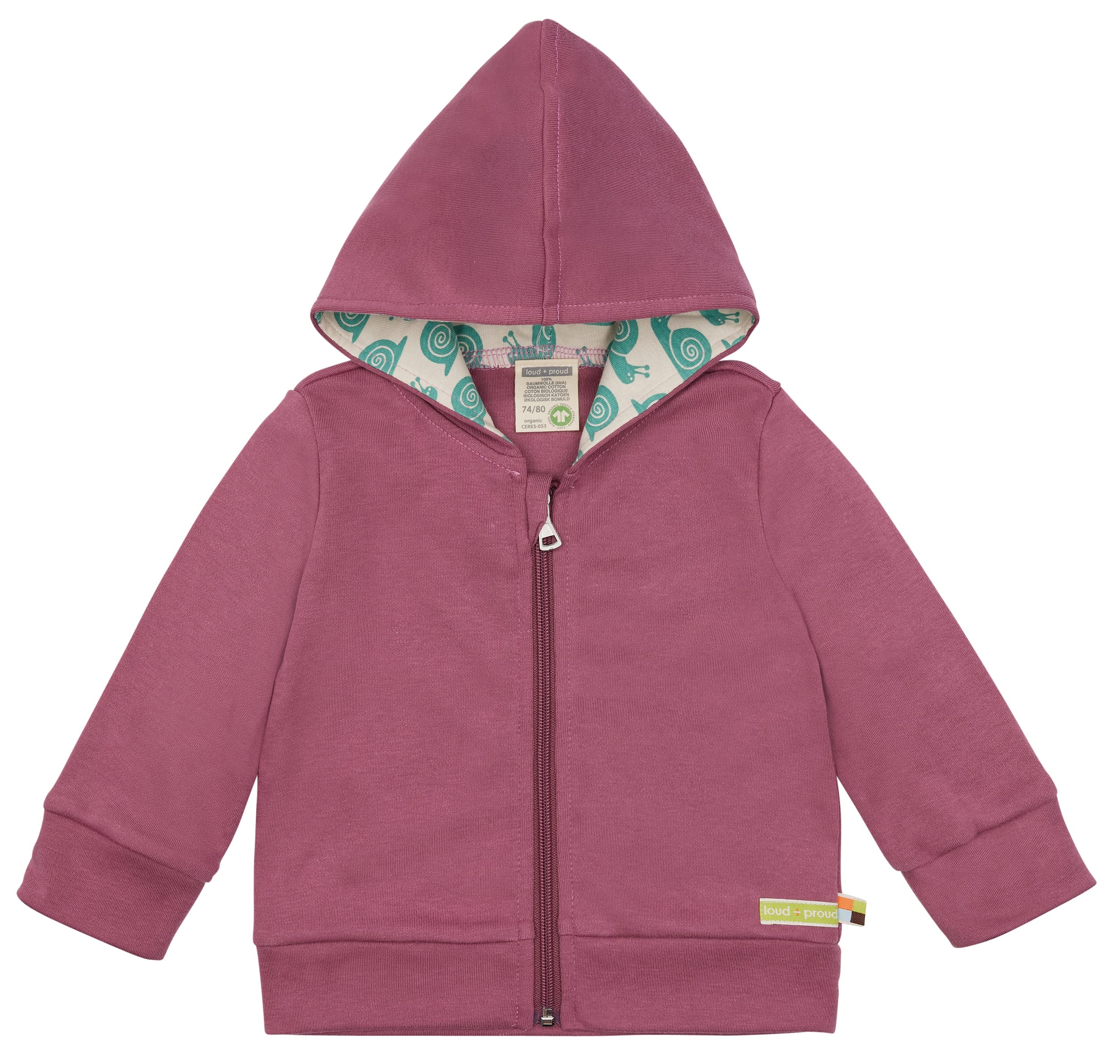 loud + proud Unisex Baby Kapuzenjacke, GOTS Zertifiziert Sweatjacke