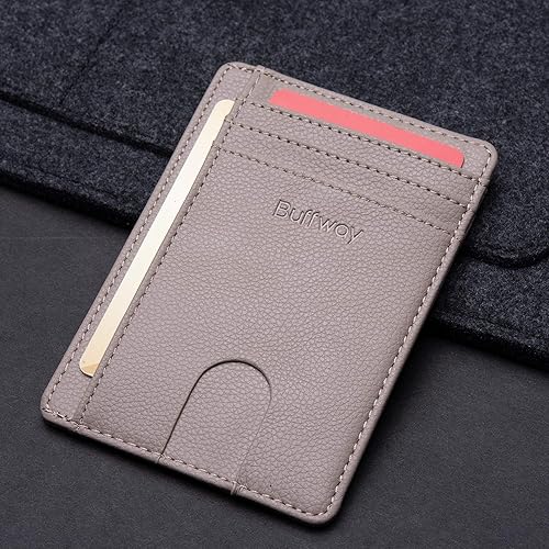 Miniatura 172 de Buffway - Billetera delgada minimalista de cuero con protección RFID para hombre y mujer