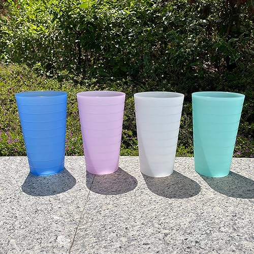 Miniatura 10 de AOYITE Vasos de plástico para beber juego de 12 vasos de plástico resistentes a la rotura de 22 onzas 6 colores surtidos de calidad de restaurante