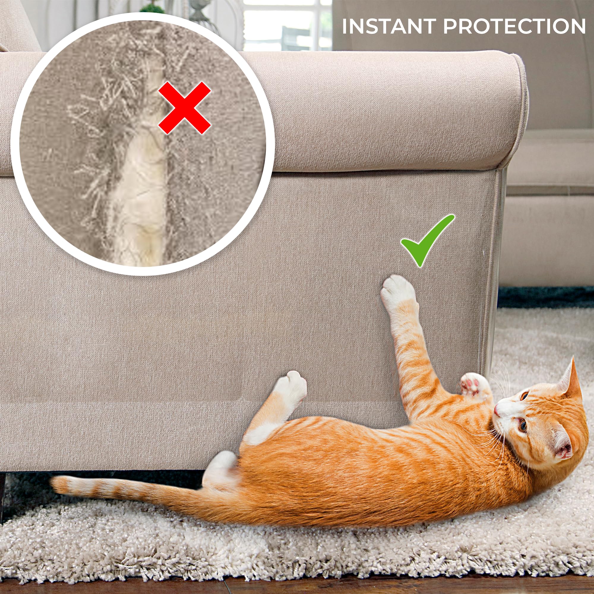 KittySmart Tope de arañazos para muebles, ultra transparente, antiarañazos, paquete de 10 unidades, evita que gatos y perros arañen sofás y otros muebles al instante, protector de muebles de arañazos