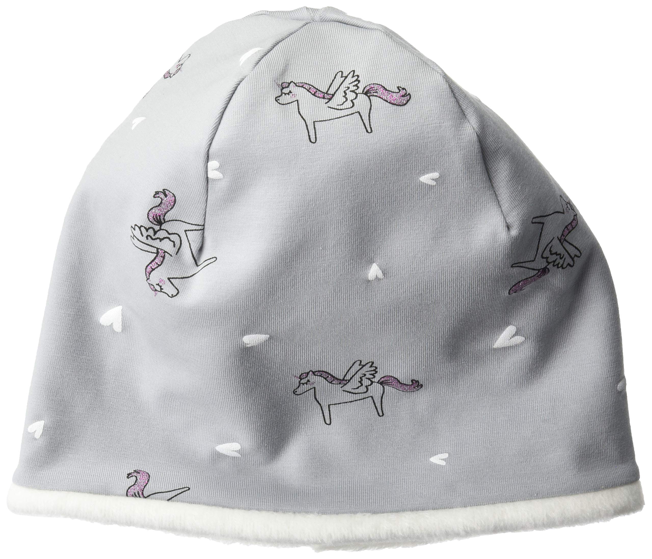 maximo Baby Girls' Beanie aus Jersey mit Einhörnern Hat, Gray (Hellgrau-Rosa-Einhorn 18), 49