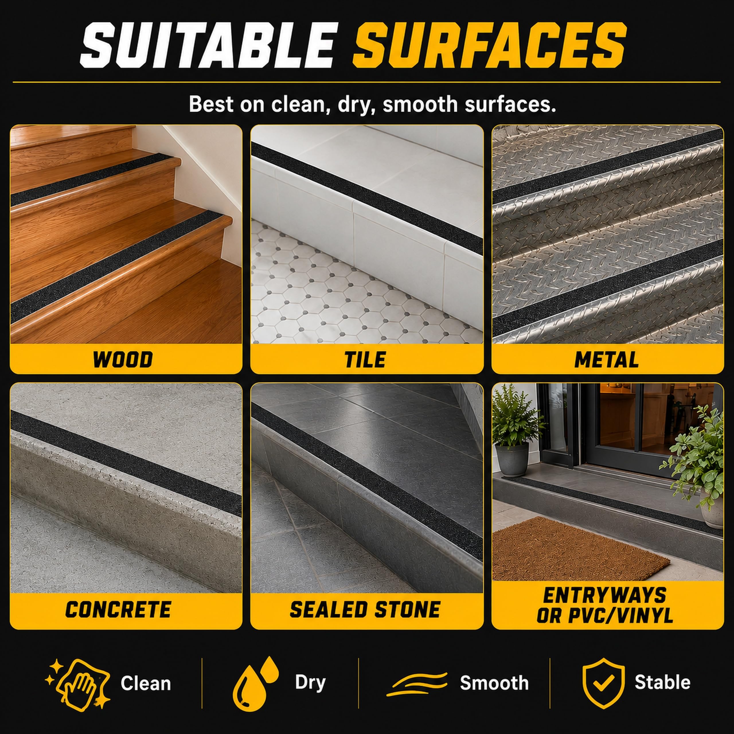 STRBOXONG Nastro Antiscivolo Nero 50mm x 10m, Strisce Adesive ad Alta Trazione per Scale Interne ed Esterne, Grip Tape Professionale Impermeabile per Gradini, Rampe, Marmo, Legno e Metallo, 1 Rotolo