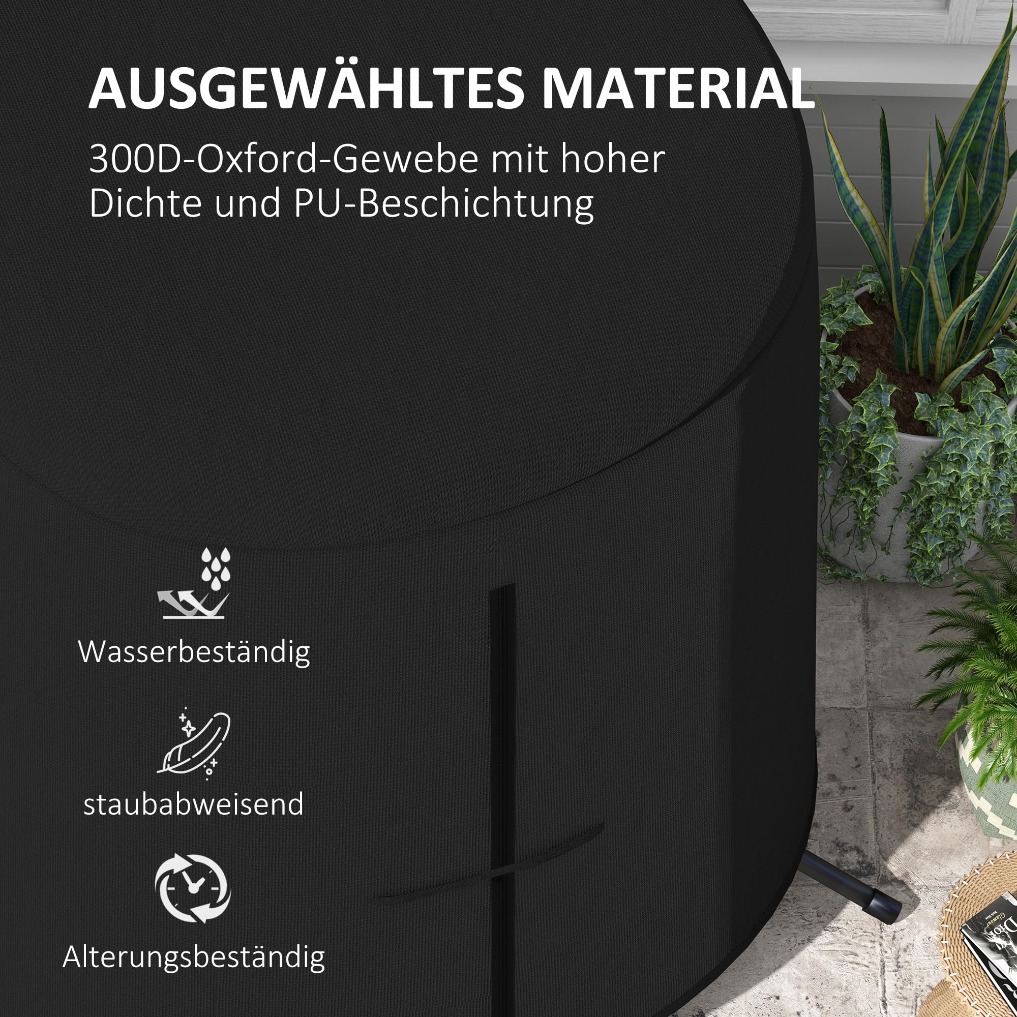 Outsunny Hangstoelhoes - Waterdichte Beschermhoes met UV-bescherming - Afdekzeil voor Hangende Mand Schommelstoel Hangstoel - 300D Oxford - 196 x 230H cm