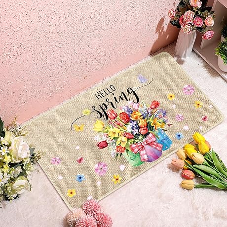 Zhanmai Floral Doormat, Premium Spring Front Door Rug