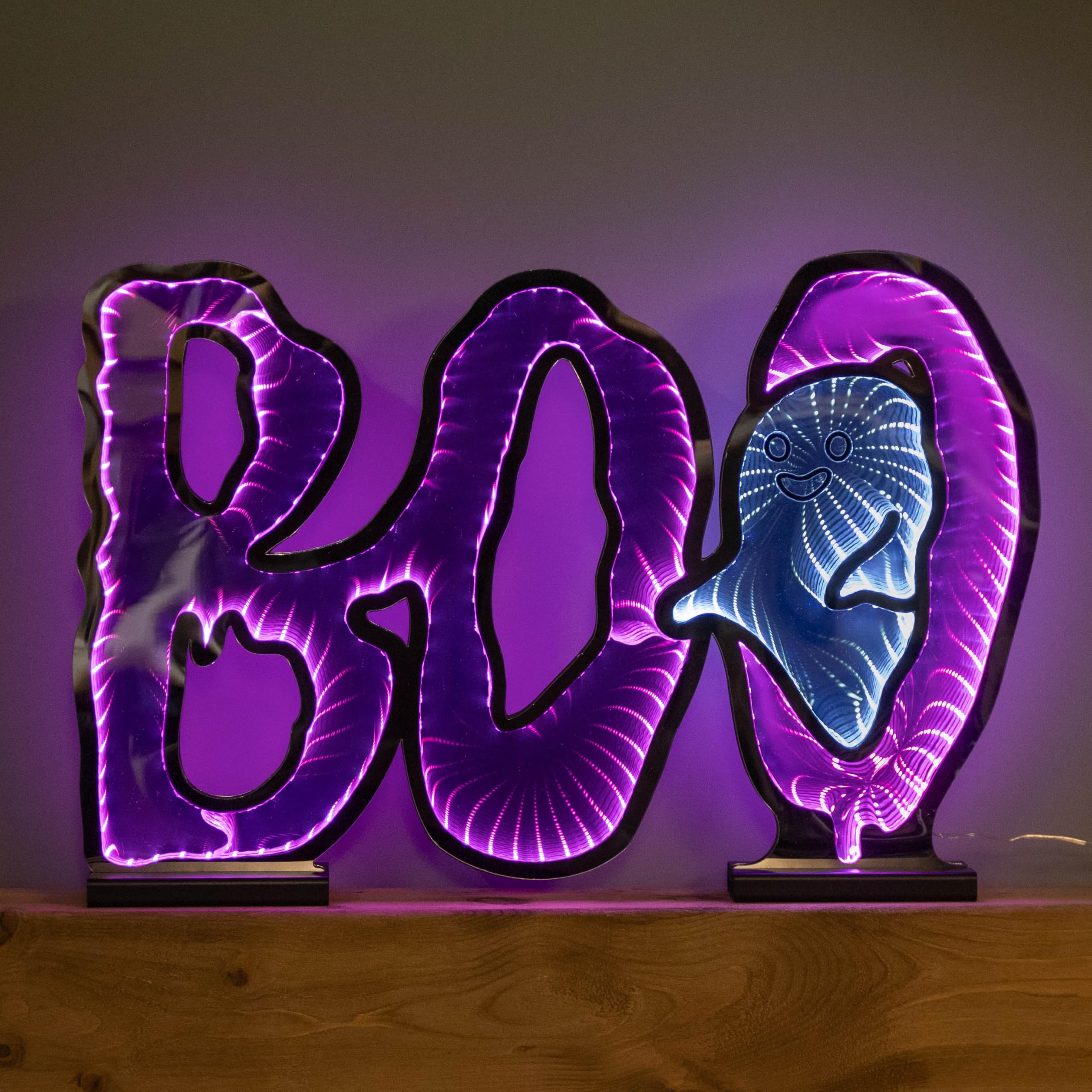 Samuel Alexander Halloween BOO Infinity Light Decoration 60cm Pink White LED