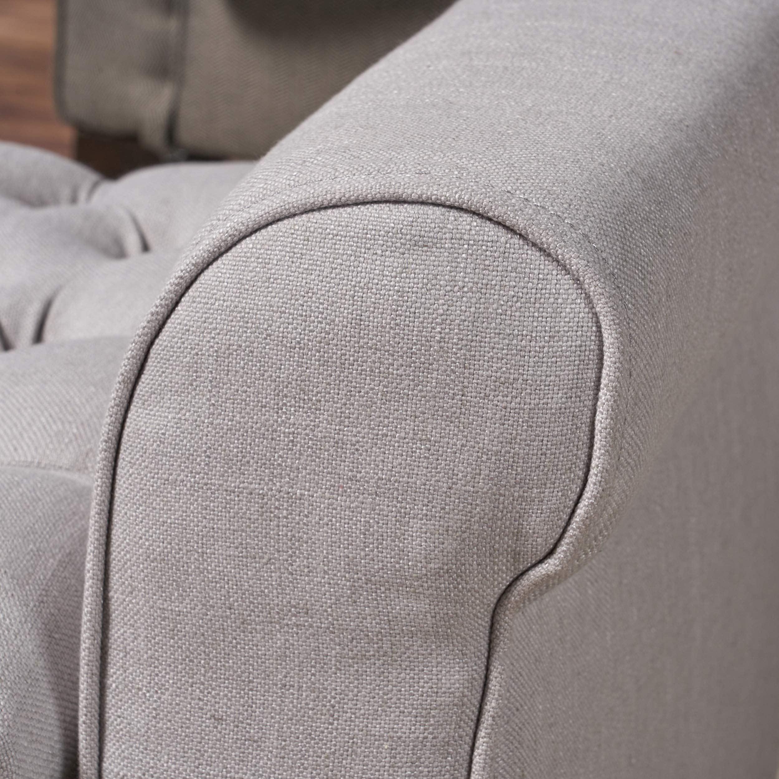 Christopher Knight Home Keiko Fabric Armed Storage Bench, Light Grey